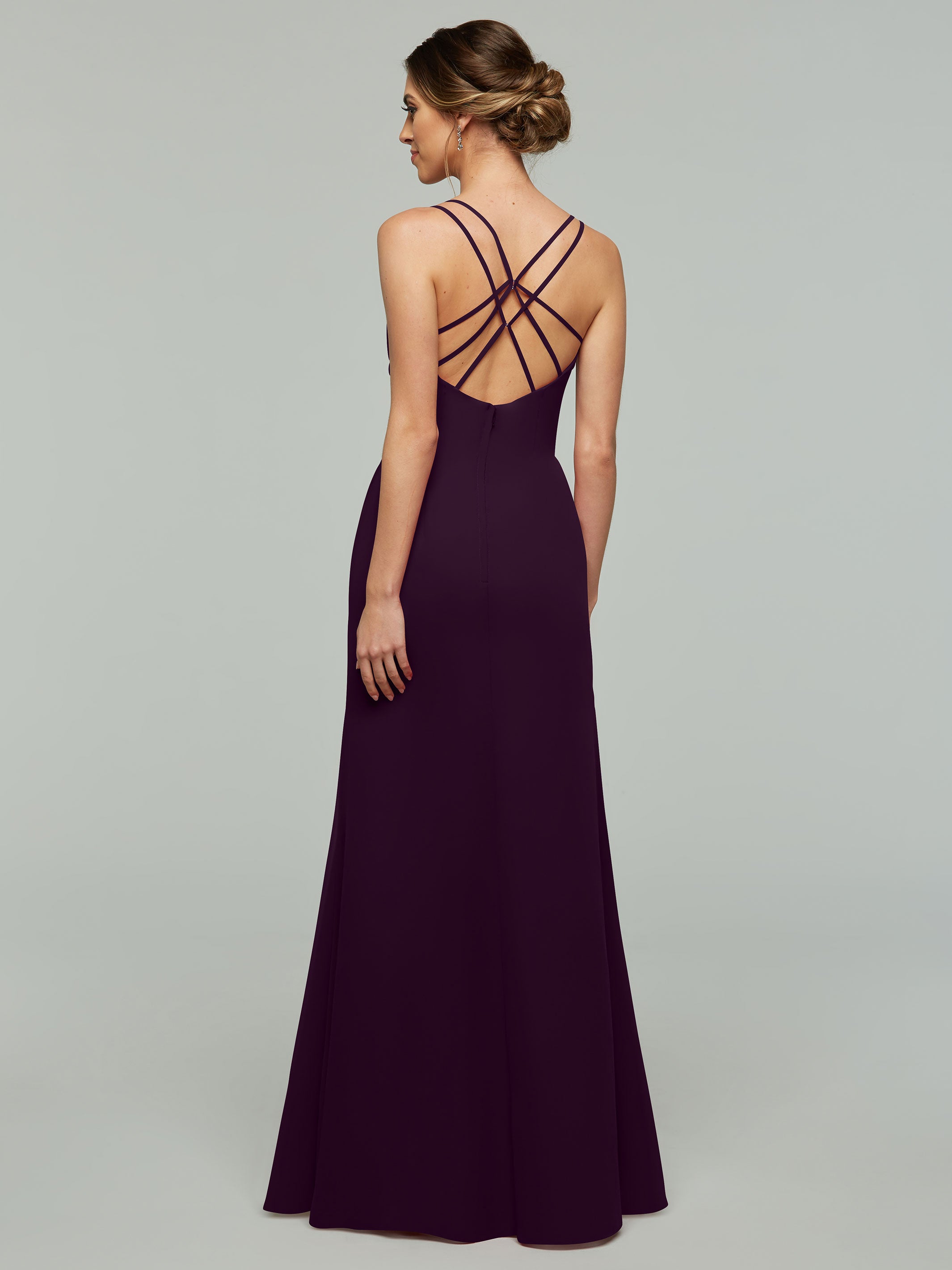 Elegant 80130 Chiffon Sheath Bridesmaid Dress with V-Neck & High Slit - Perfect for Weddings, Formal Events & Evening Parties