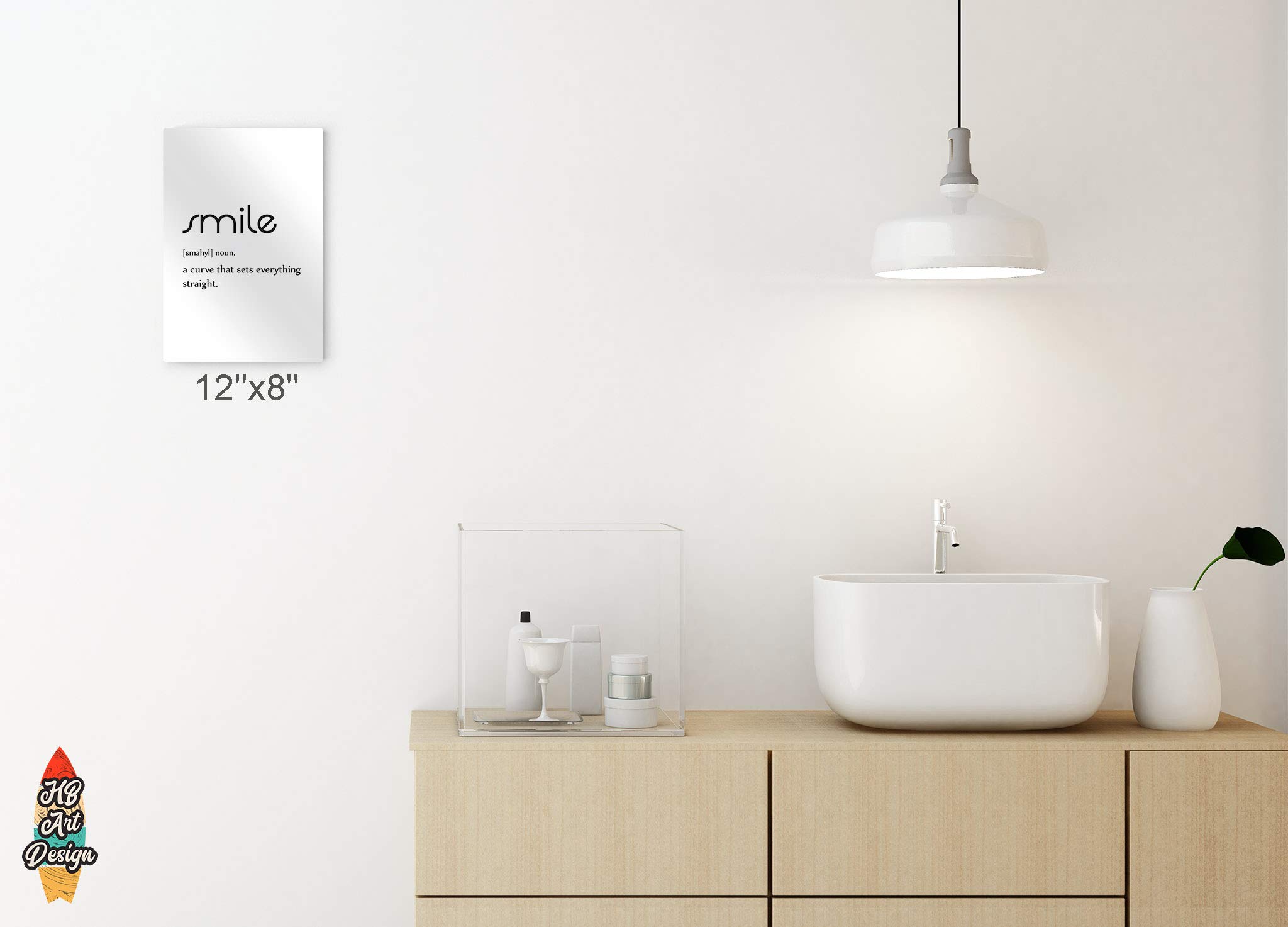 HB Art Design Smile Definition Metal Print Wall Art - Funny Bathroom Quote Sign for Farmhouse Decor (24x16 Inches) | Ready to Hang Toilet Accessories & Unique Gift Idea for Home, Office or Bathroom
