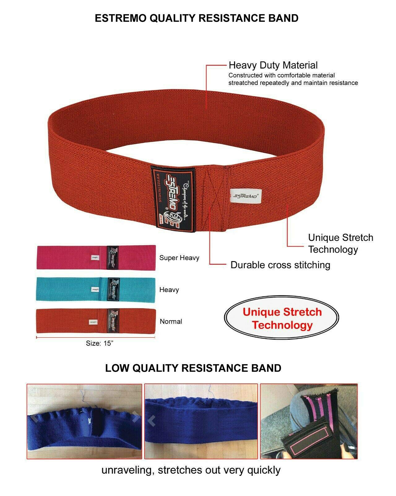 Elastic Resistance Bands for Legs & Glutes Workout - Hip Booty Fitness Bands for Women & Men - Strength Training, Squats, Deadlifts, Yoga & Pull Ups - Perfect for Home Gym, Physical Therapy & Toning Exercises (Pink)