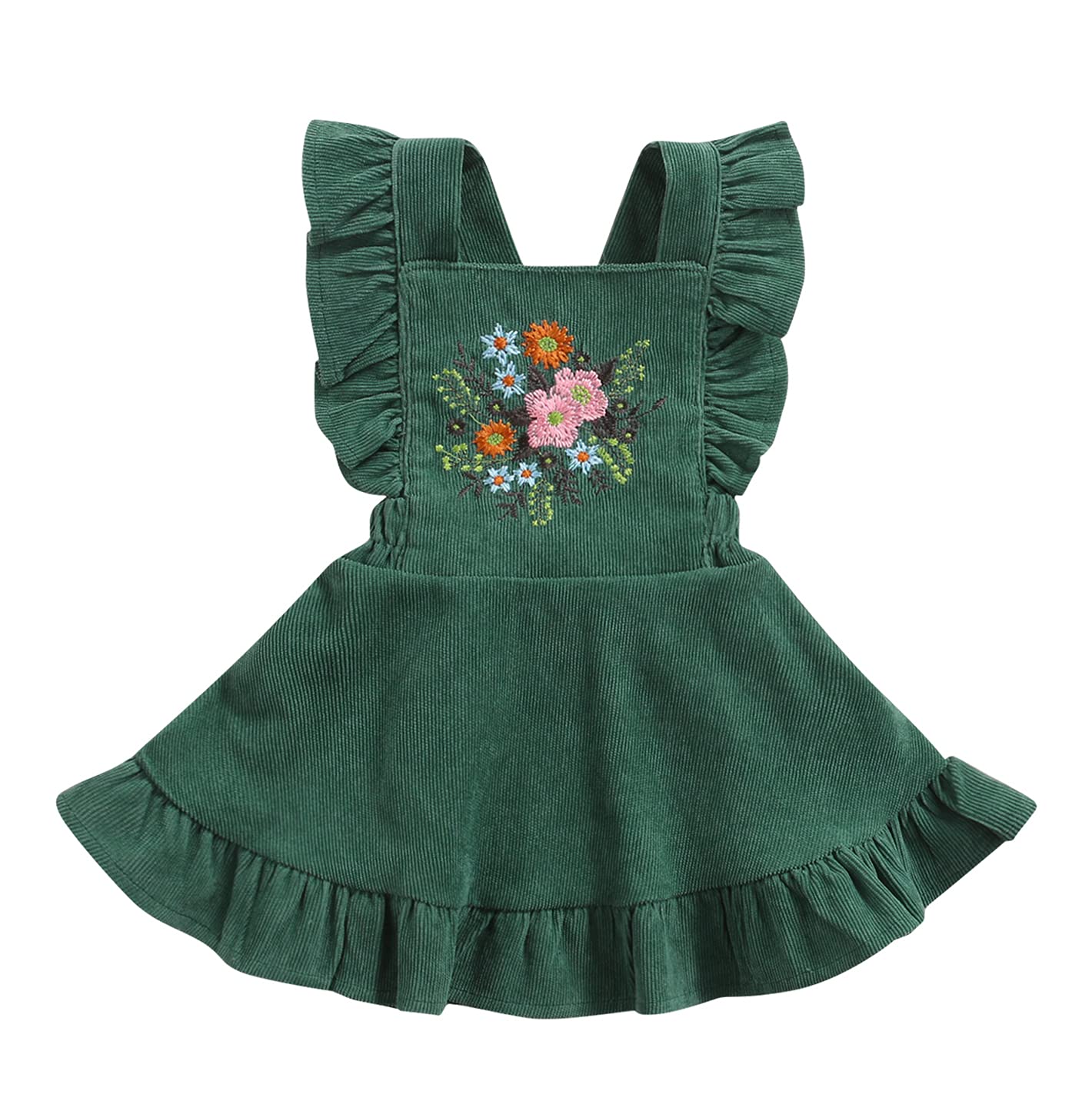 MERSARIPHY Baby Girls Suspender Dress with Embroidered Straps - Winter & Fall Outfit for Infants - Perfect for Holiday Photos, Family Gatherings, and Special Occasions