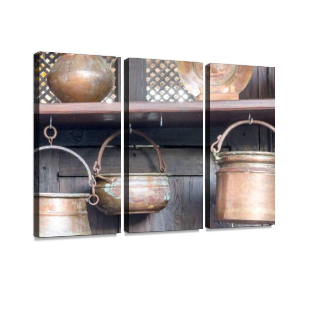 Vintage Kitchen Wall Art Set of 3 Framed Canvas Prints - Ready to Hang Home Decor for Dining Room, Kitchen & Living Room | BELISIIS Exclusive Photography Wall Artwork