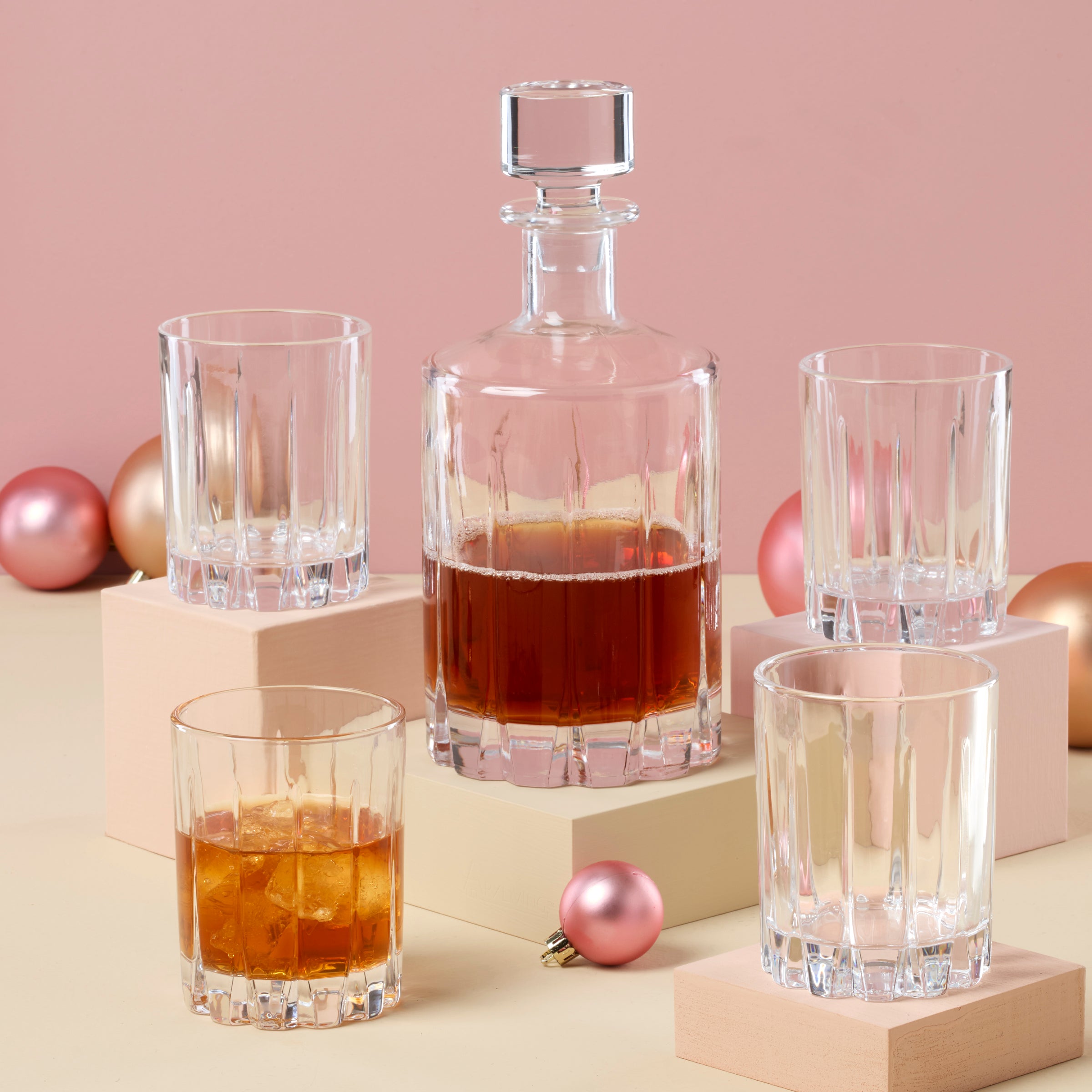 Tuscany Classics Radcliff 5-Piece Whiskey Decanter Set with Glasses - Perfect for Home Bar, Gifts & Entertaining