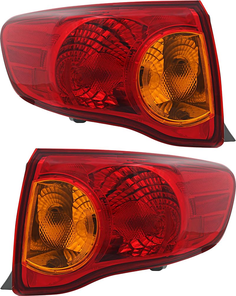 Toyota Corolla Tail Lights Lamps Set - Compatible with 2009-2010 Models - Left & Right Side Replacement - Enhance Visibility & Safety for Night Driving