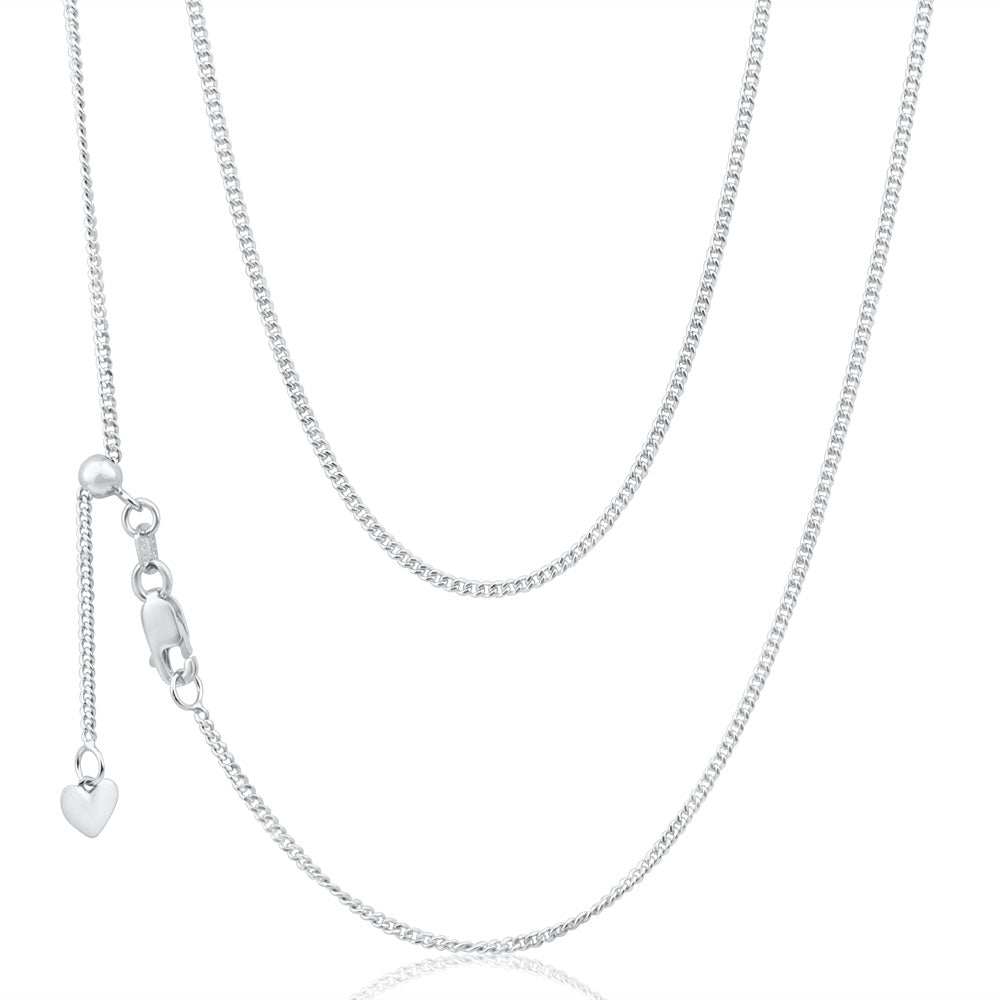 9ct White Gold Silver Filled 45cm Extendable Curb Chain - 40 Gauge Jewelry for Women & Men - Perfect for Layering, Gift Giving & Everyday Wear