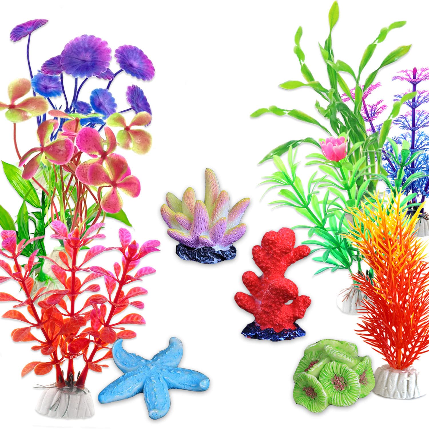 12pcs Artificial Aquarium Plants - Lifelike Fish Tank Decor for Home & Office