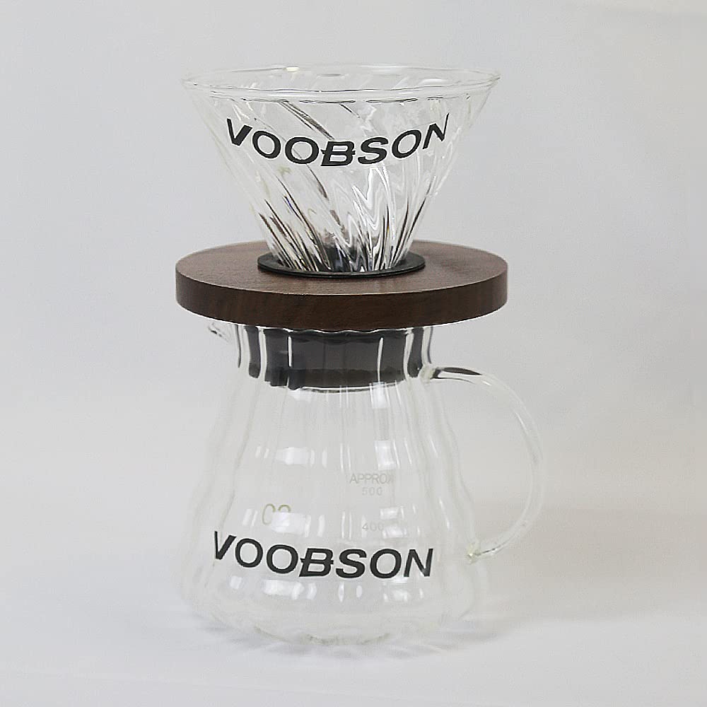 Premium Glass Pour Over Coffee Maker Set with Wooden Sleeve - Manual Dripper Brewer & Permanent Filter for Specialty Coffee Lovers - Perfect for Home Brewing, Office Use & Camping Trips