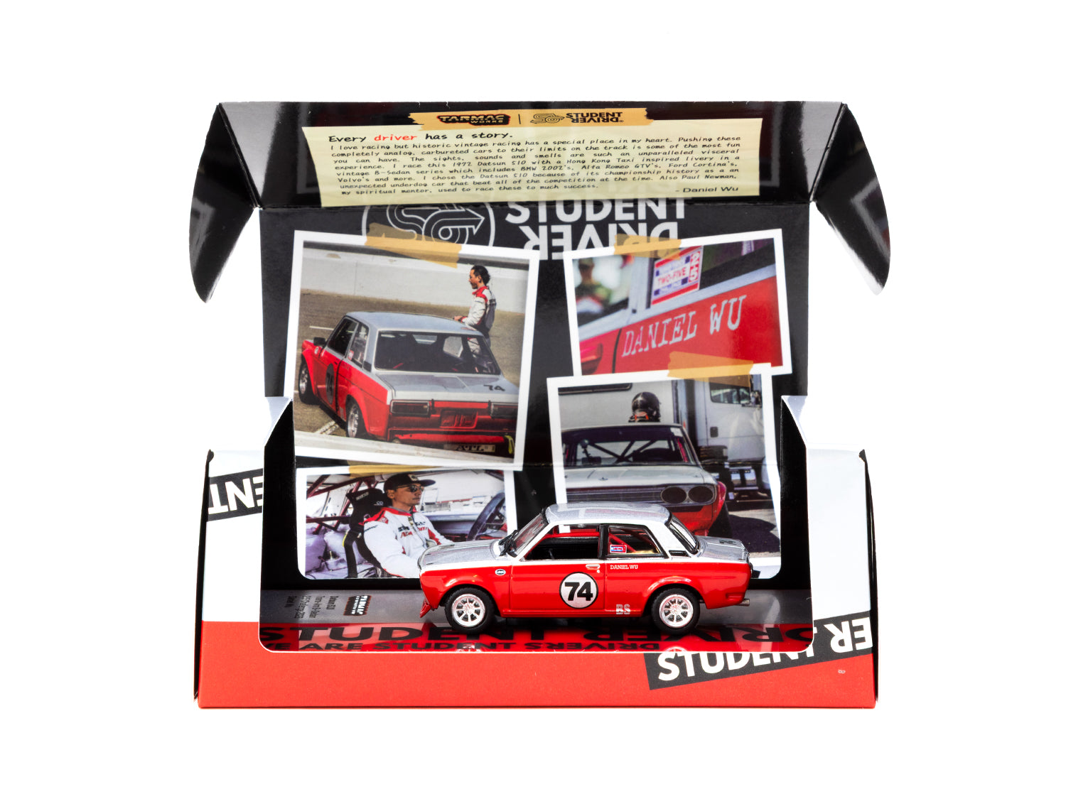 Tarmac Works 1/64 Scale Datsun 510 Trans Am B Sedan 2.5 Challenge 2023 Daniel Wu Diecast Model Car - Collectible Hobby64 for Display & Racing Scenes