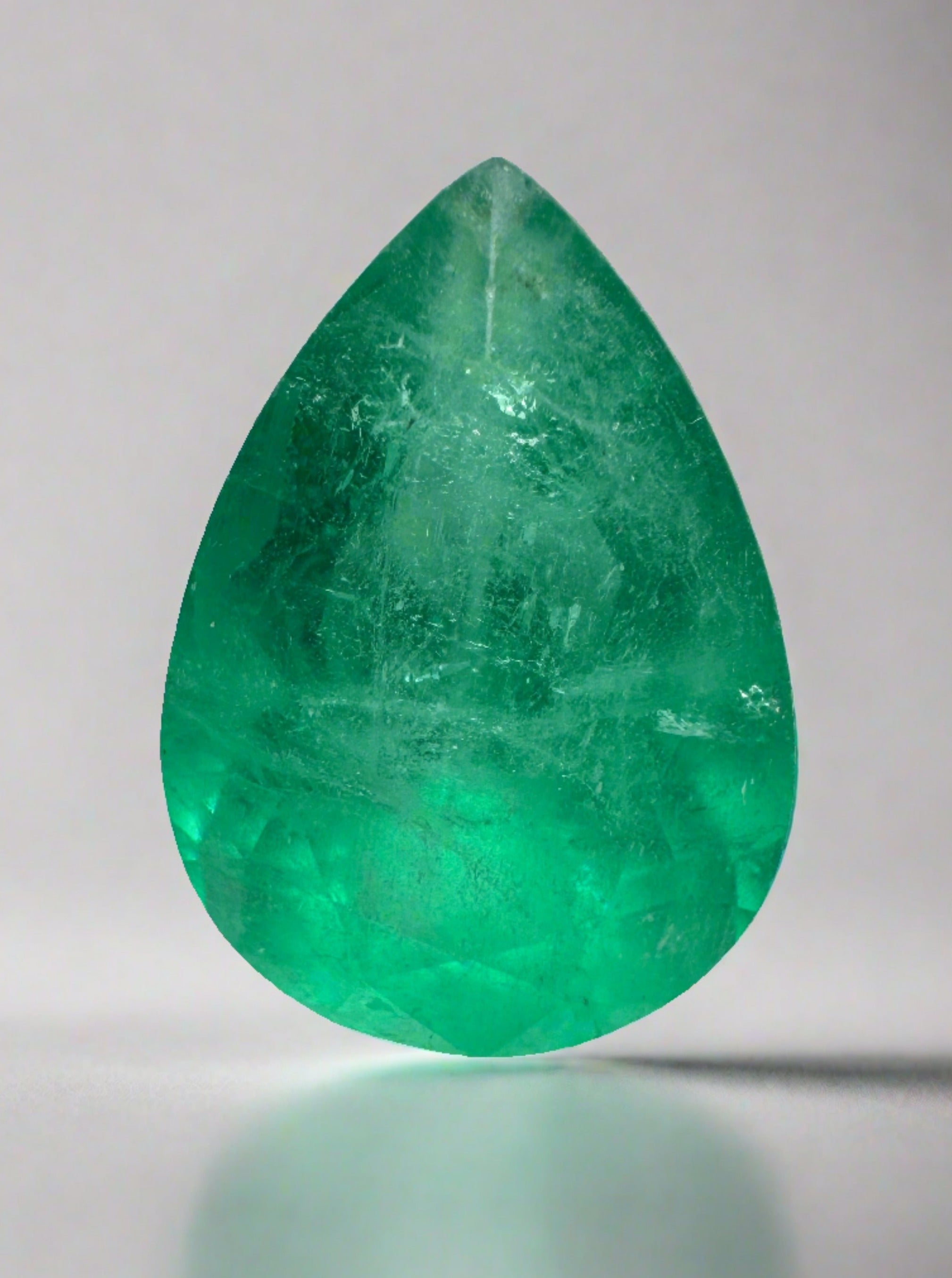 4.30 Carat 13x9mm Medium Green Natural Loose Colombian Emerald Pear Cut Gemstone for Jewelry Making, Engagement Rings & Necklace Pendants