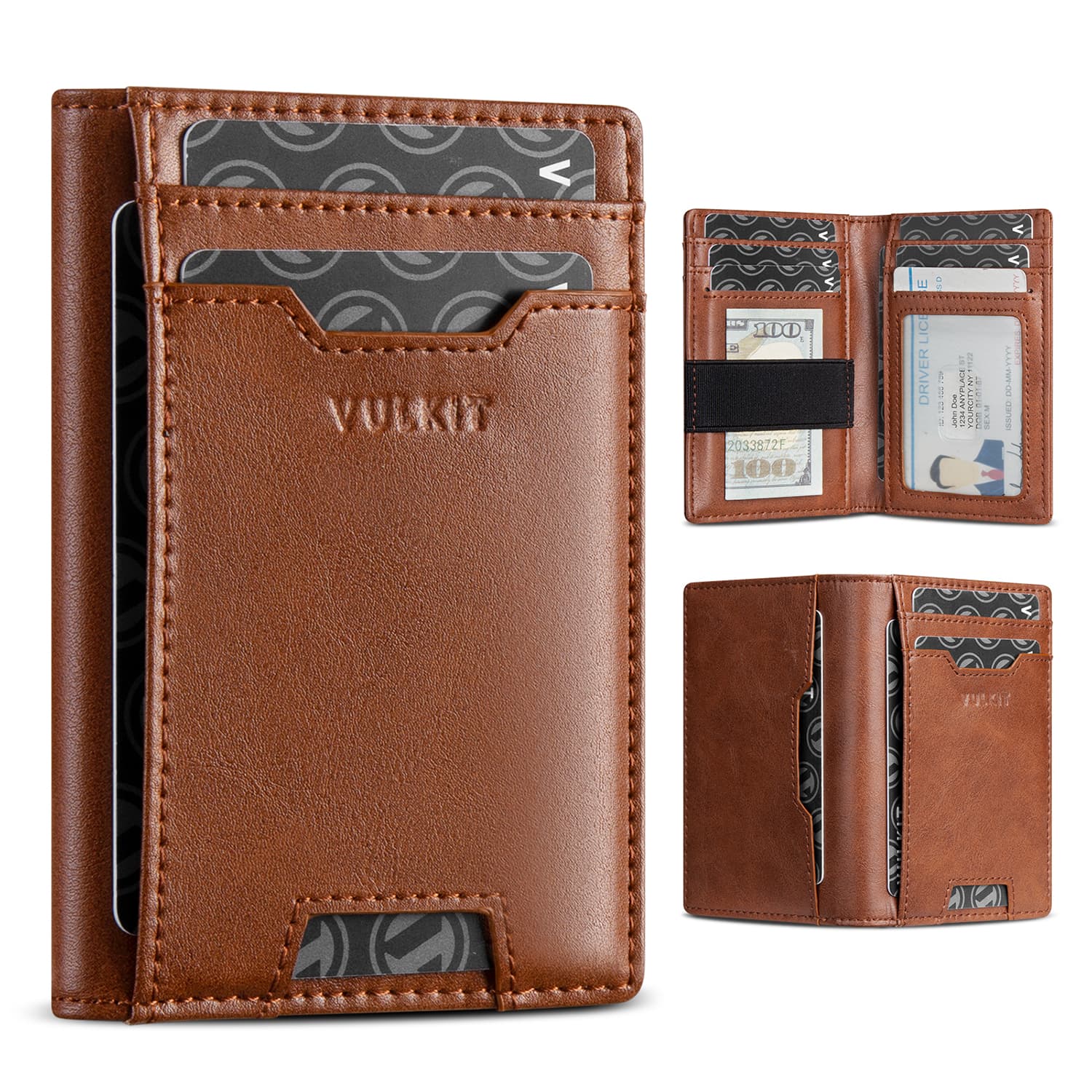 Premium Slim RFID Blocking Leather Credit Card Holder - 10 Card Slots with Money Band - Compact & Secure Wallet for Travel, Business & Everyday Use