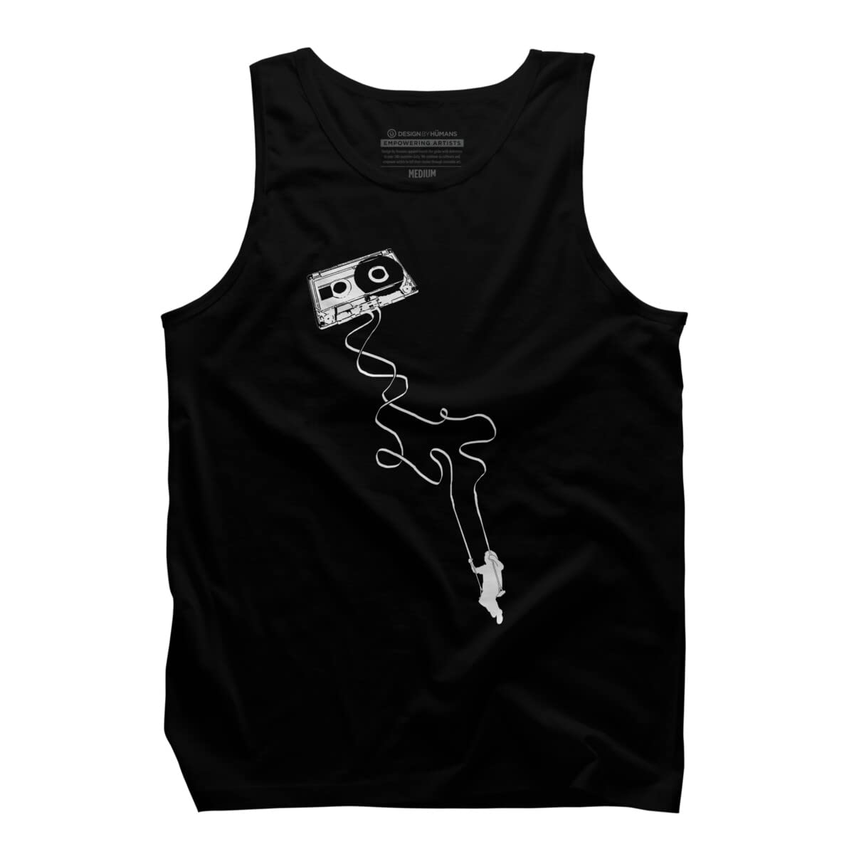 Design By Humans Men's Swing to The Music Graphic Tank Top - Lightweight & Breathable Cotton Tee for Concerts, Summer Outfits & Casual Wear