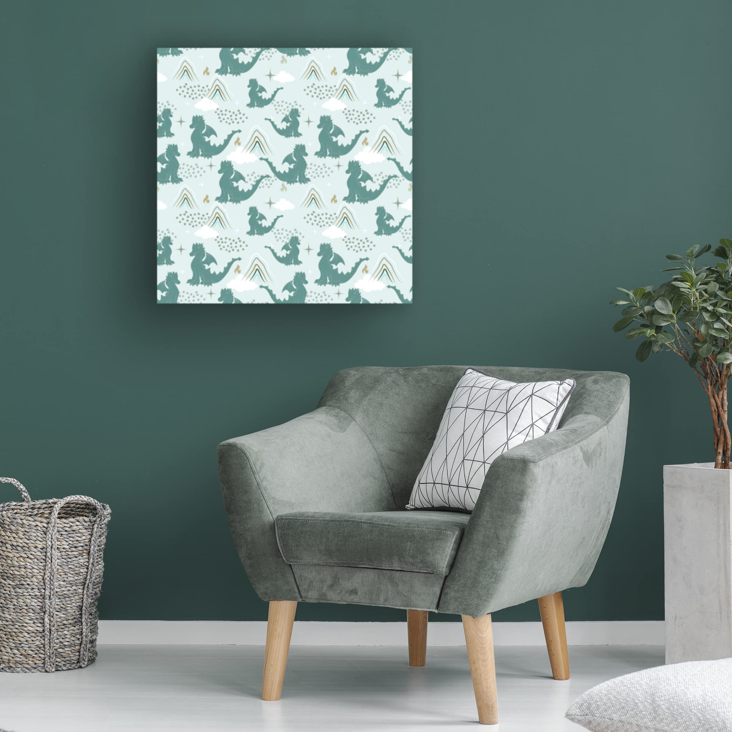 Deborah Knudson 'Dragon Fairy Tale' Canvas Wall Art Print - Fantasy Dragon Painting for Living Room, Bedroom & Office Decor