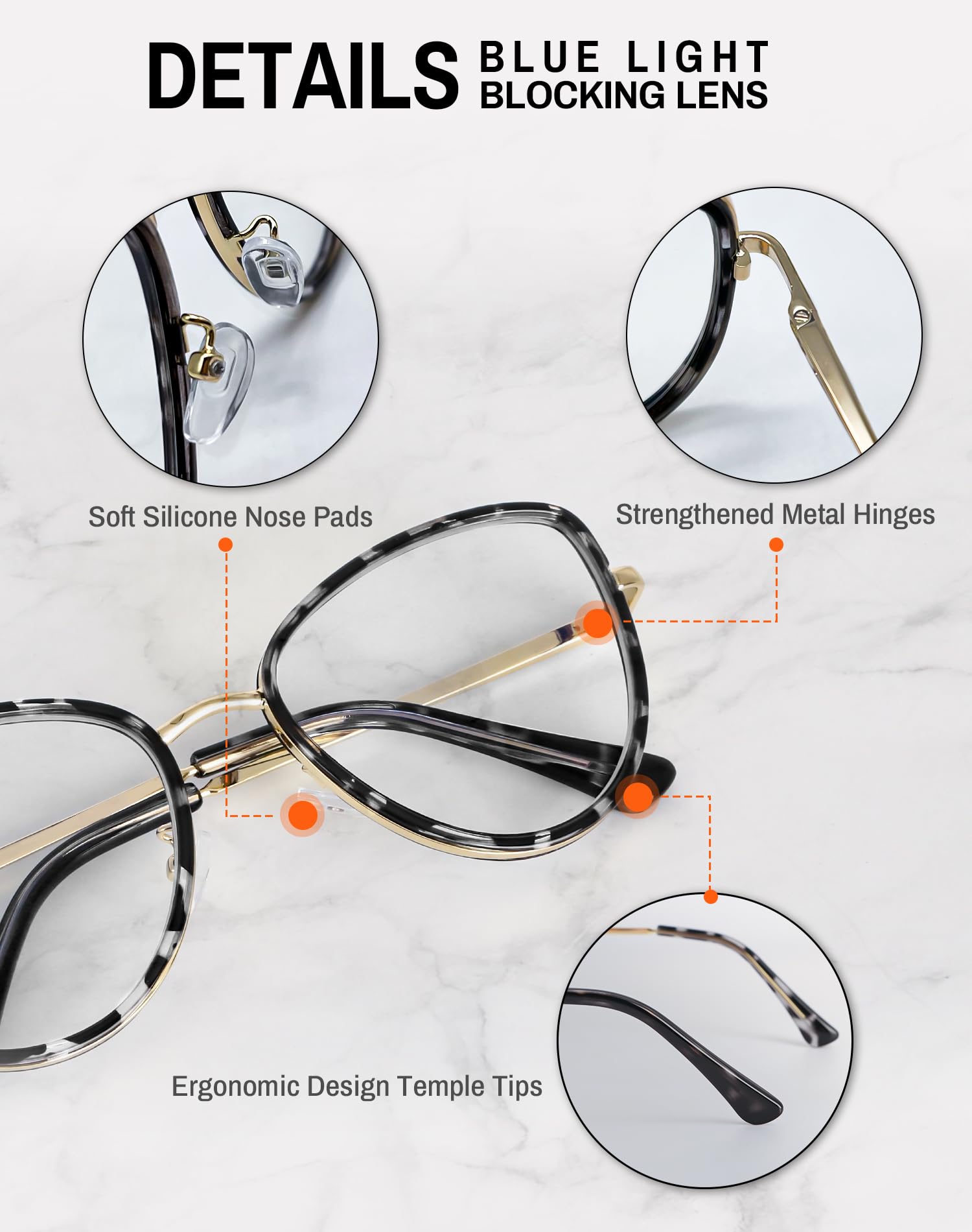 Blue Light Blocking Glasses for Women - Fashion Anti UV Computer Glasses to Reduce Digital Eye Strain - Leopard Print Frame for Work, Gaming & Screen Time