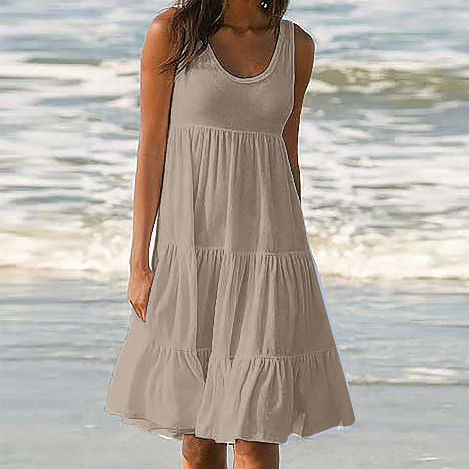**Women's Summer Dresses 2024 - Sleeveless Beach Sundress, Flowy Swing Mini Dress, Casual Loose Fit for Beach, Vacation & Outdoor Activities**