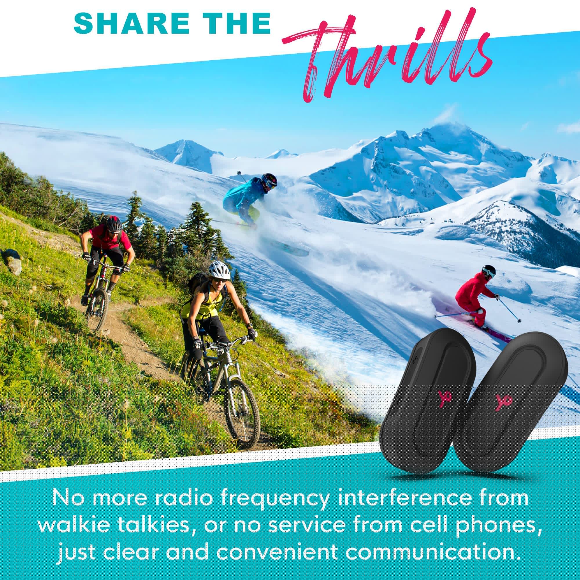 Bluetooth Intercom Headset for Outdoor Adventure Sports - 2000ft+ Wireless Range, Hands-Free Communication for Snowboarding, Skiing, Motorcycling, Biking & Climbing - Perfect for Group Rides, Mountain Adventures & Extreme Sports