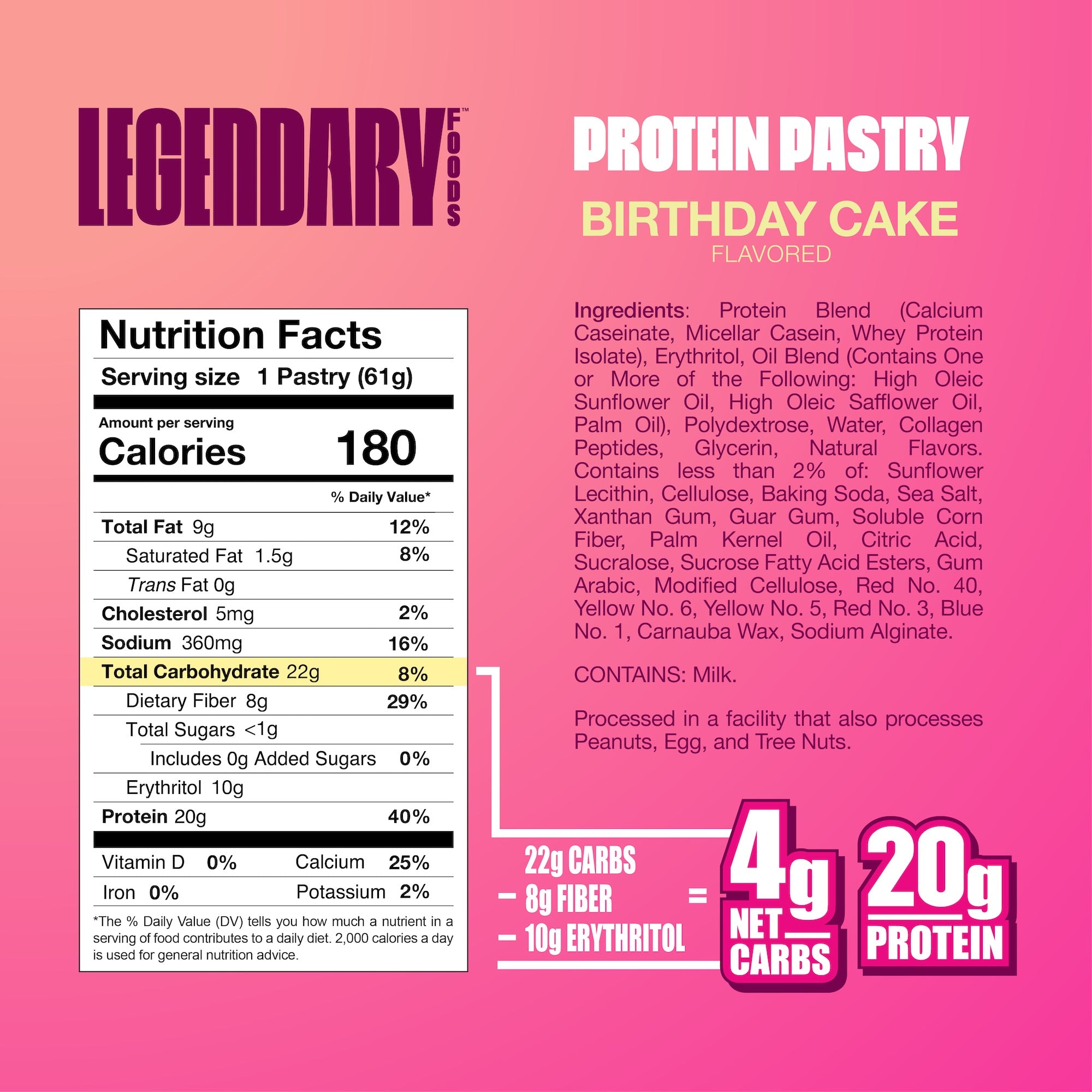 Legendary Foods Protein Pastry 10 Pack - High Protein Snacks for Weight Loss & Muscle Building - Perfect for Gym, Hiking & On-the-Go Nutrition