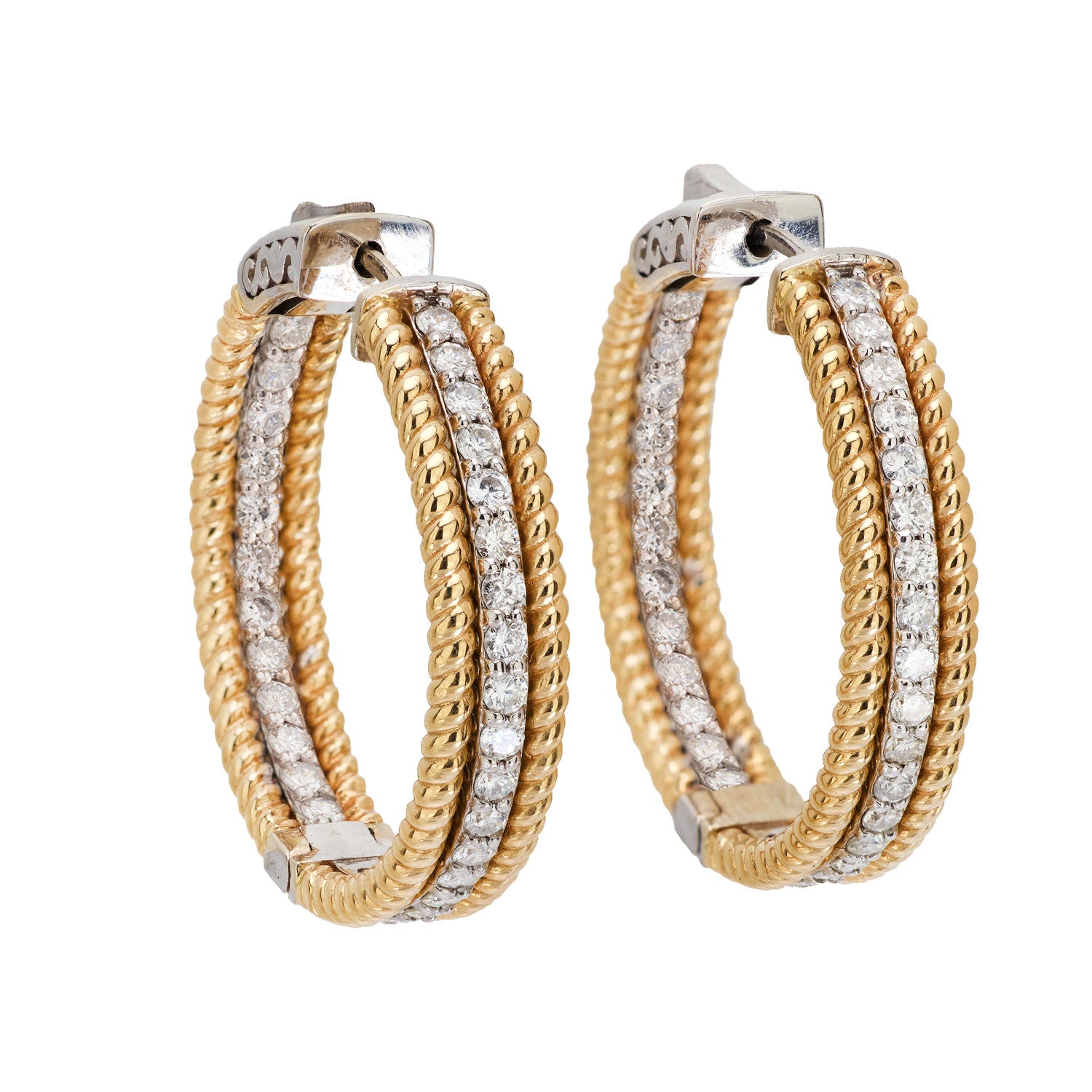 14K Gold Diamond Inside Out Hoop Earrings for Women - Elegant Everyday & Special Occasion Jewelry Gift