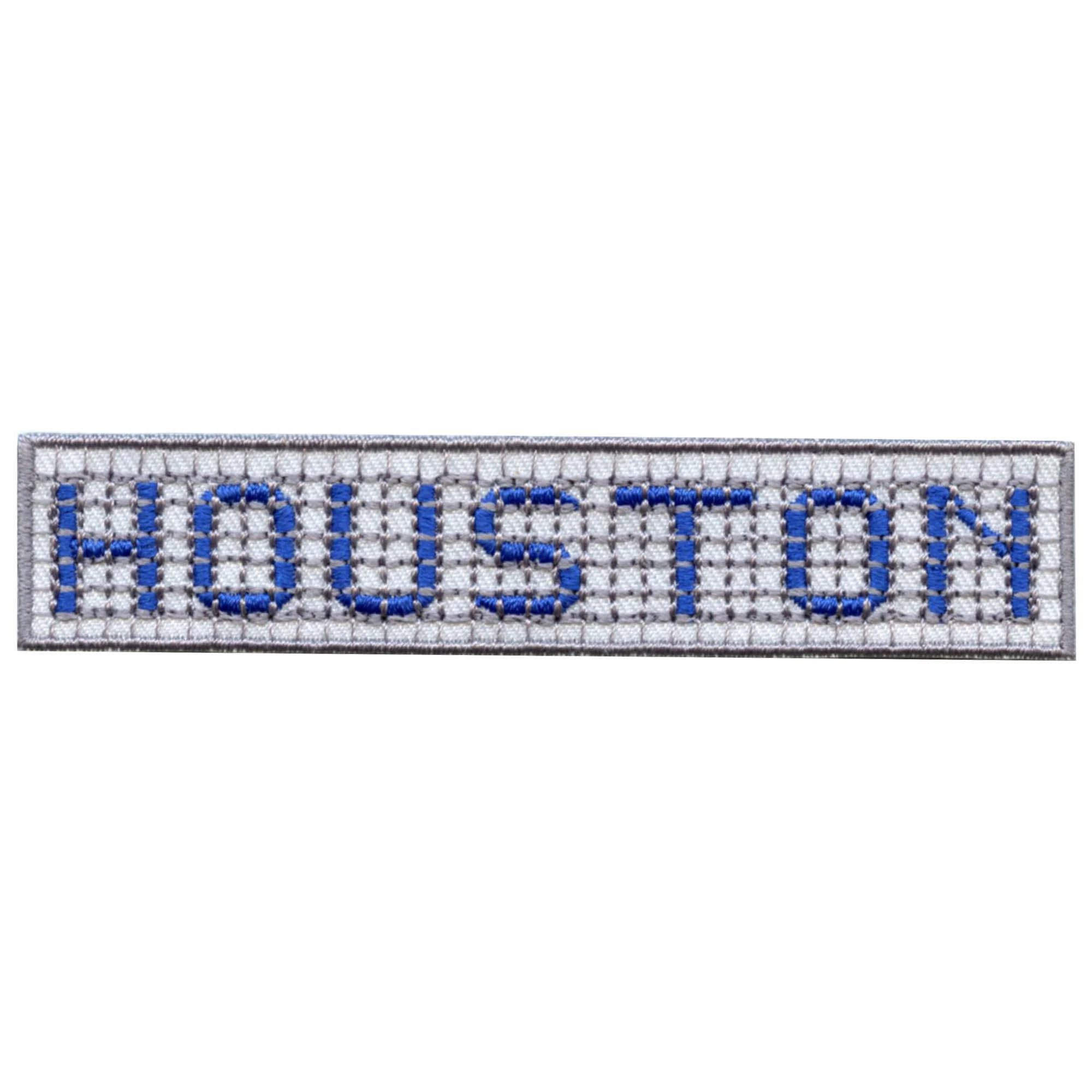 Houston Blue Tile Curb Street Sign Iron-On Embroidered Patch - Custom Address Patch for Jackets, Hats & Bags - Perfect for DIY Crafts, Gifts & Urban Fashion Accessories