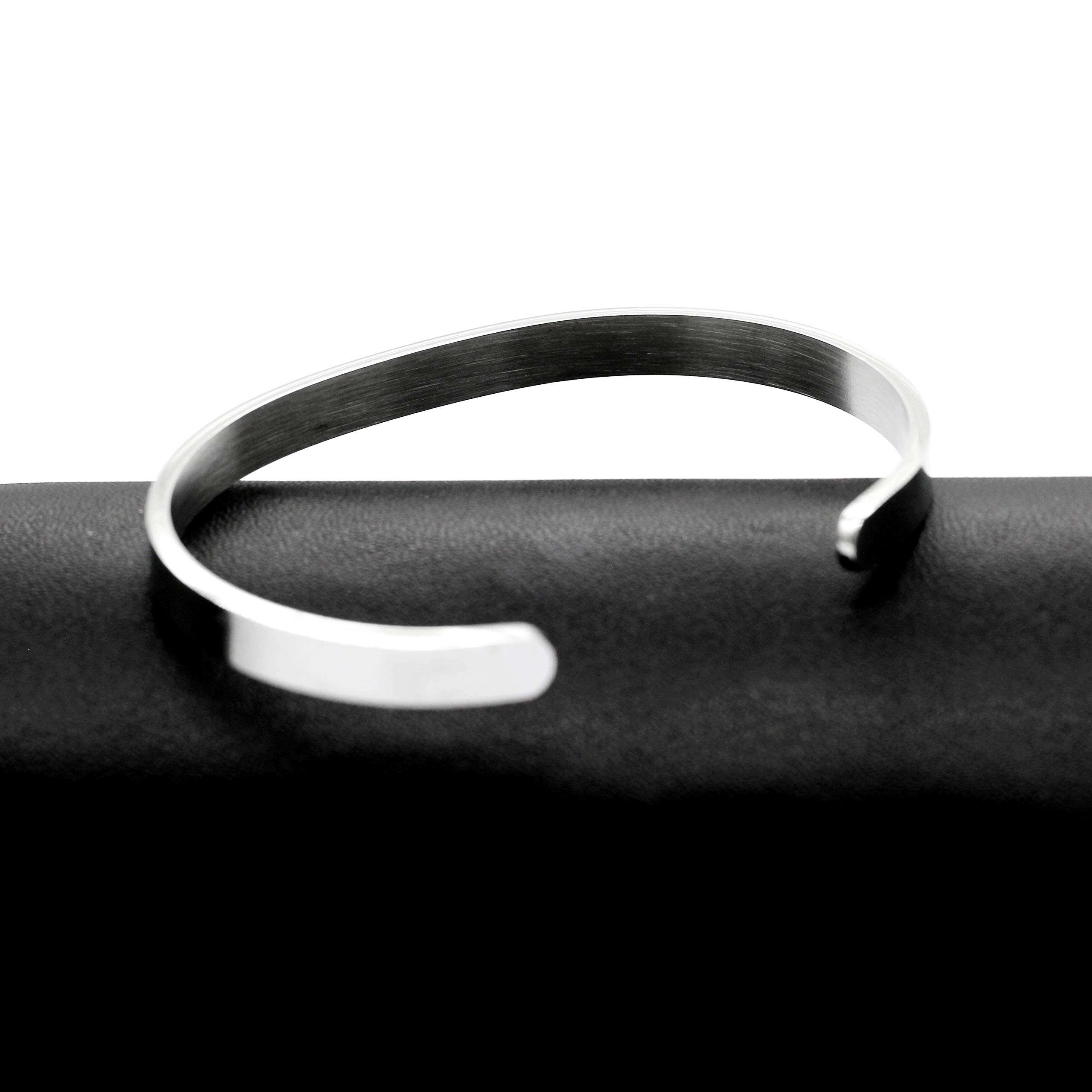 Uloveido Personalized Stainless Steel Motivational Bracelet for Women - Engraved Initial Mantra Cuff Bangle Y460 | Inspirational Jewelry Gift for Her | Perfect for Daily Wear, Yoga & Meditation