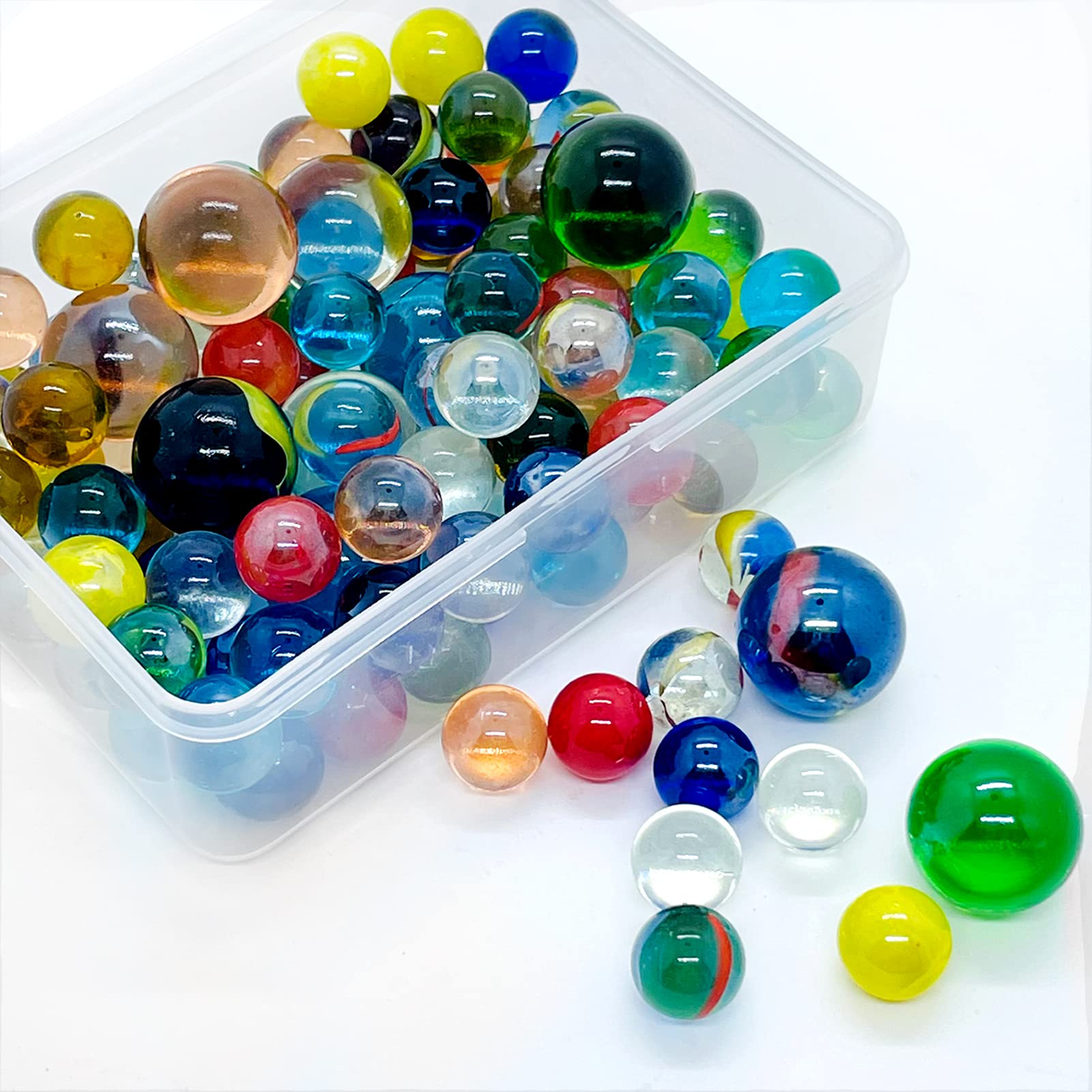 110 PCS Colorful Glass Marbles Set - Bulk Marbles for Kids Ages 6+ | Marble Games, DIY Crafts & Home Decor | Perfect for Party Favors, Classroom Rewards & Sensory Play Activities