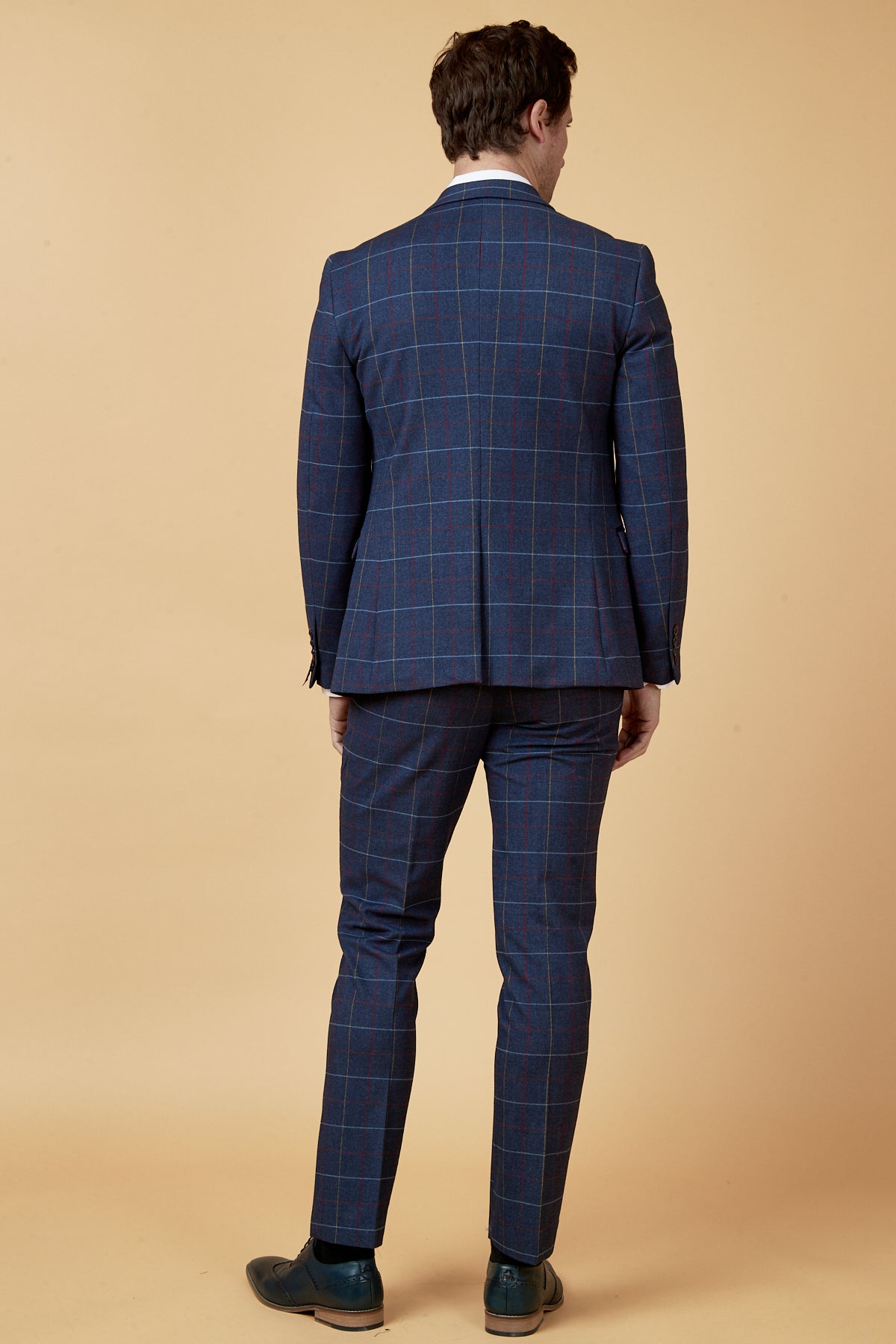 Drake Navy Check Three-Piece Suit for Men | Premium Wool Business Suit | Perfect for Weddings, Office & Formal Events