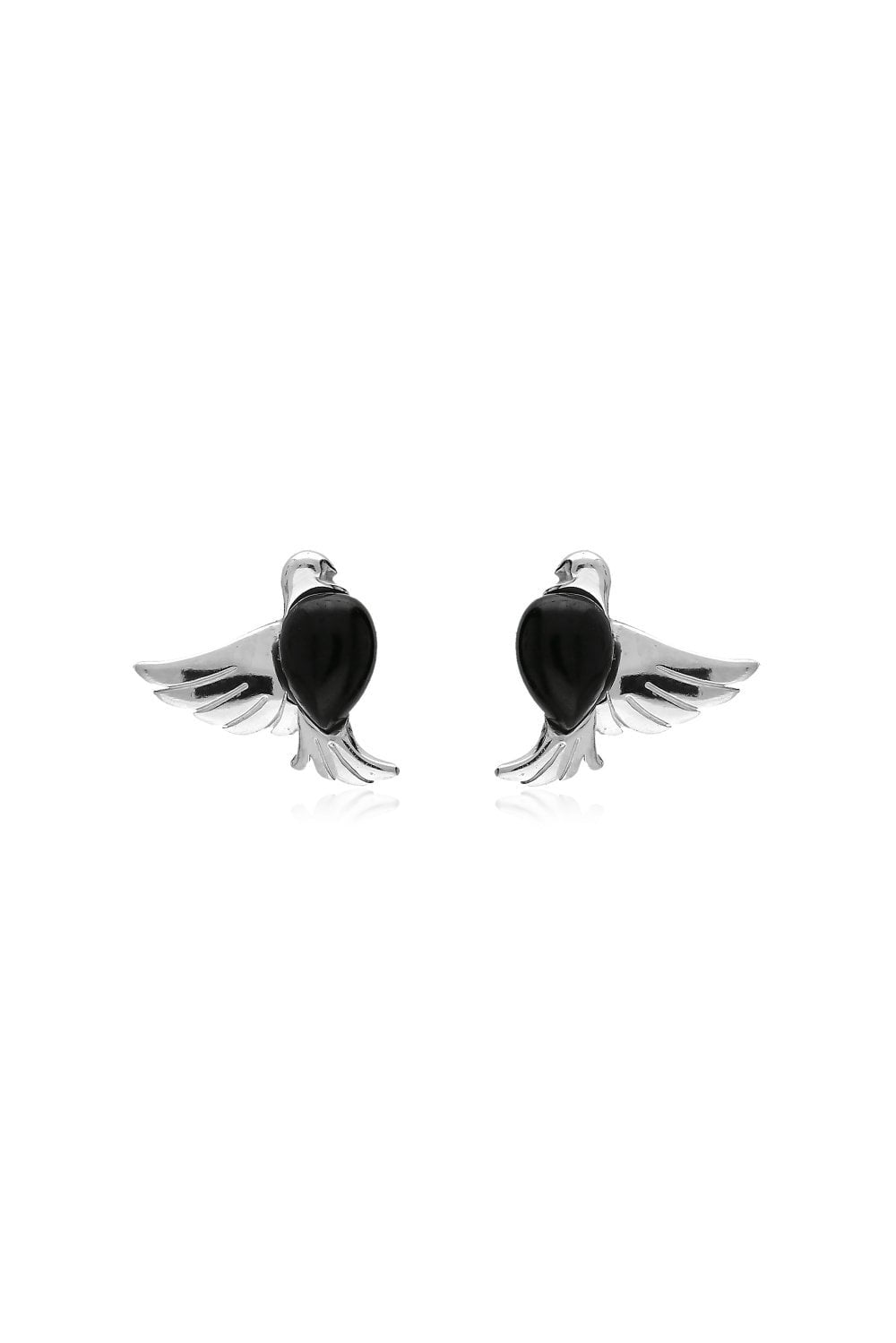 Sterling Silver Whitby Jet Dove Stud Earrings - Elegant & Minimalist Jewelry for Women - Perfect for Everyday Wear, Gifts & Special Occasions