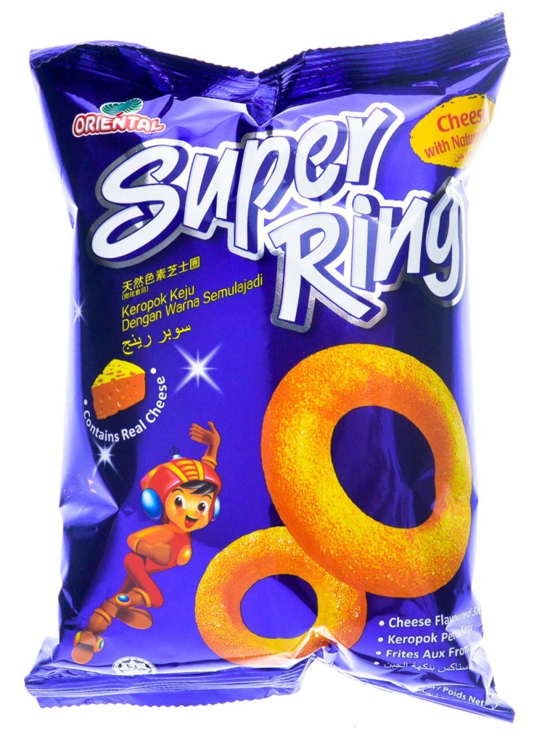Oriental Super Ring Cheese Flavored Snacks - 60g x 30 Packs | Crunchy Asian-Style Cheese Rings | Perfect for Parties, School Lunches & Movie Nights