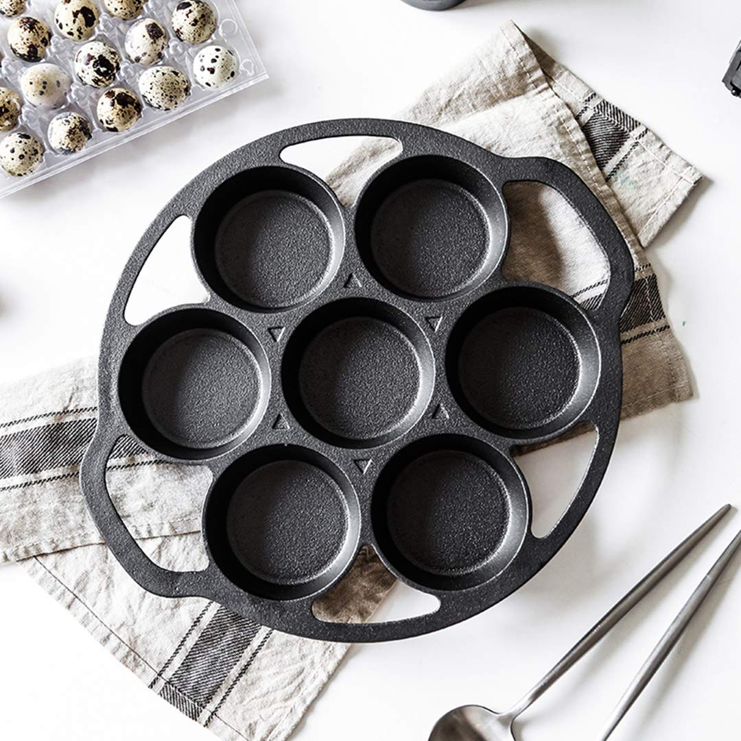 SOGA 32cm Cast Iron Takoyaki Pan - Japanese Octopus Balls Maker with 7 Hole Non-Stick Cavities - Perfect for Home Cooking, Party Snacks & Street Food Style Appetizers