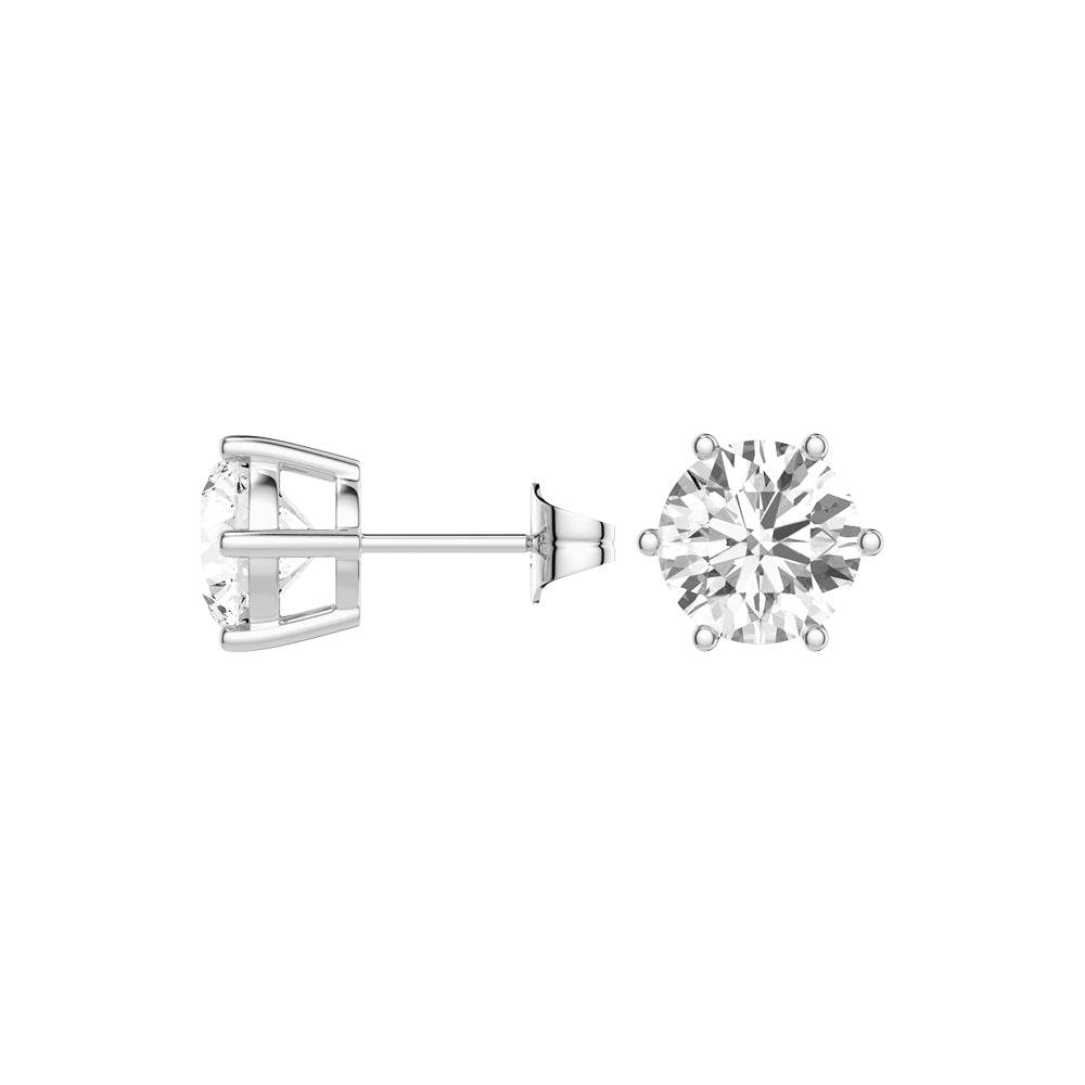 4 Carat (4ctw) Round Moissanite Stud Earrings - 6 Prong White Gold Setting for Women | Perfect for Weddings, Anniversaries & Special Occasions