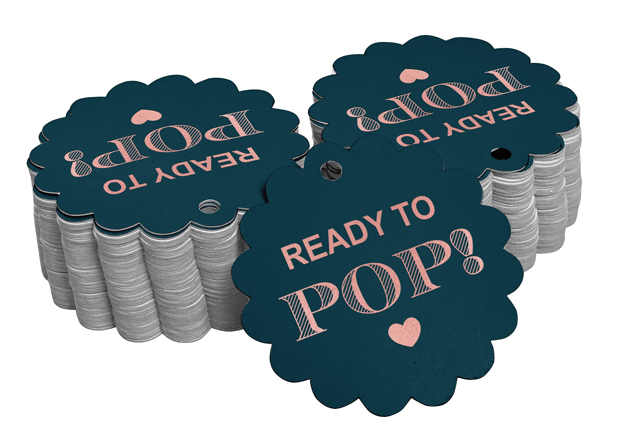 Premium Real Rose Gold Foil Baby Shower Favor Tags - 50pcs Ready-to-Pop Hanging Paper Tags for Gender Reveal, Bridal Shower & Birthday Party Decorations