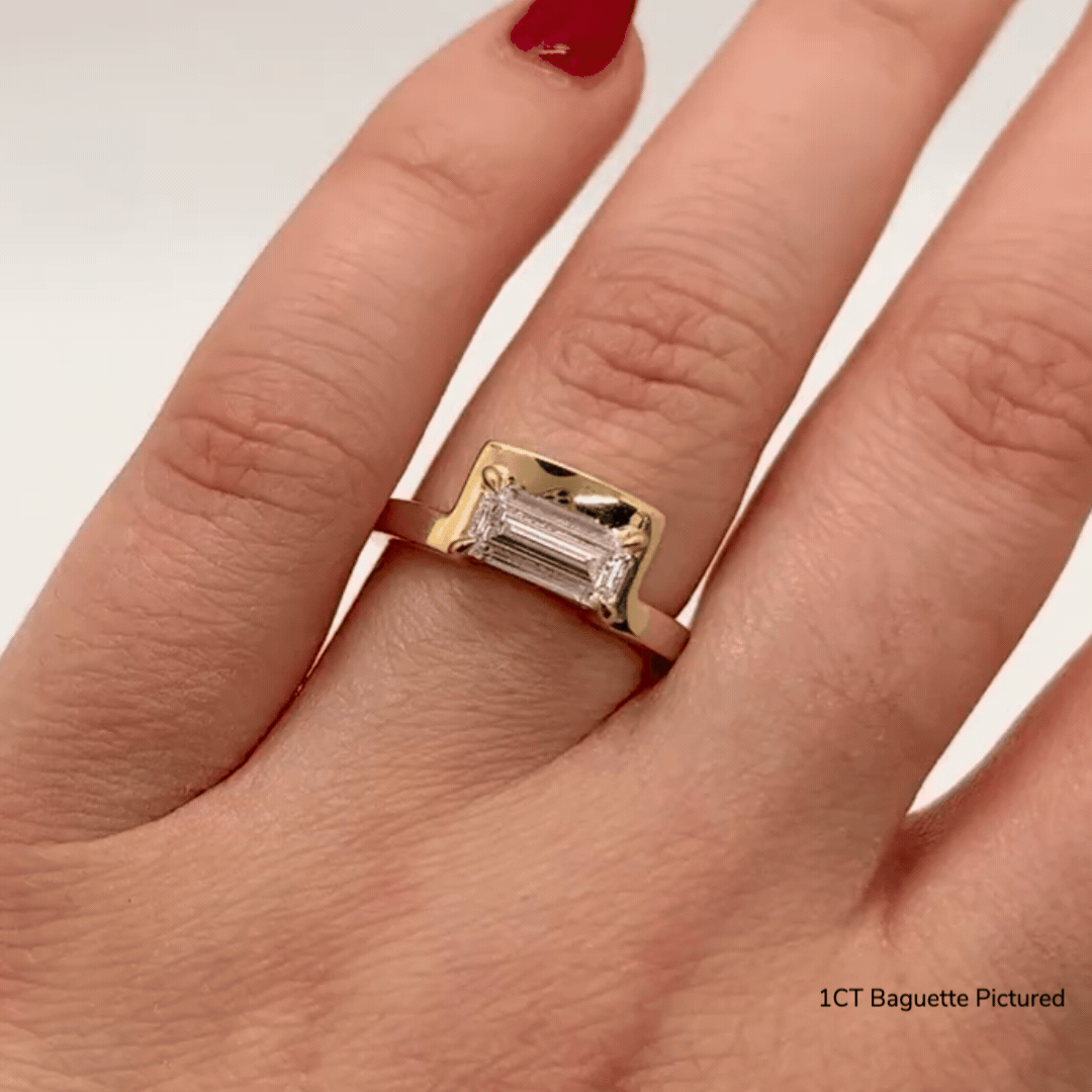 Vintage Mid Century Mies Baguette Notch Ring - Elegant Minimalist Wedding Band for Women, Perfect for Engagement, Anniversary & Everyday Wear
