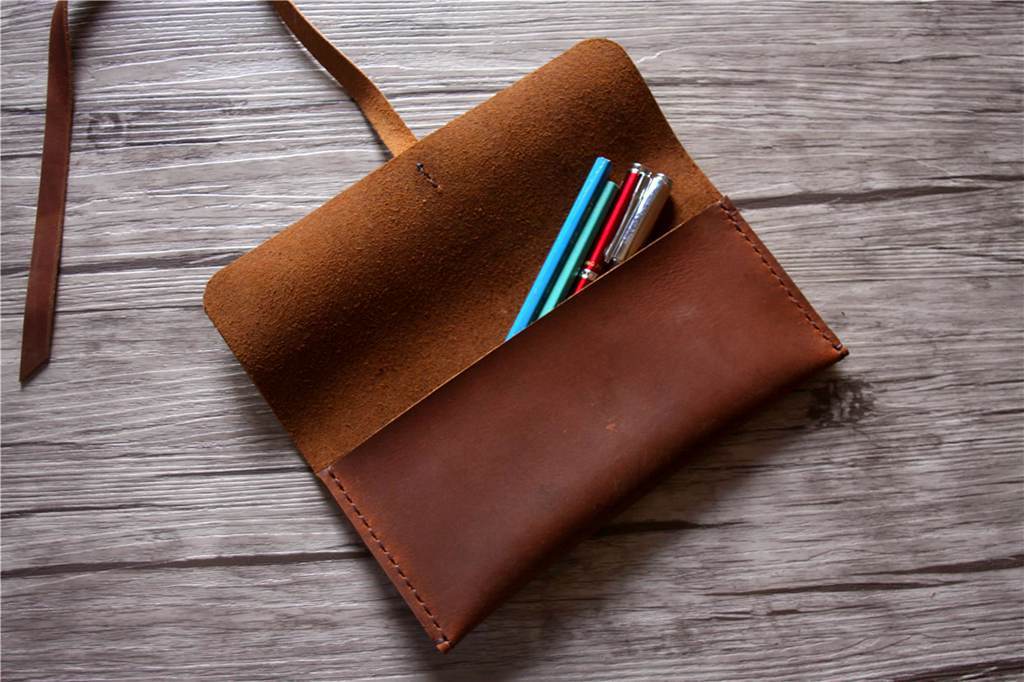 Premium Embossed Leather Pencil Case - Stylish Pen Holder for School, Office & Travel Organization