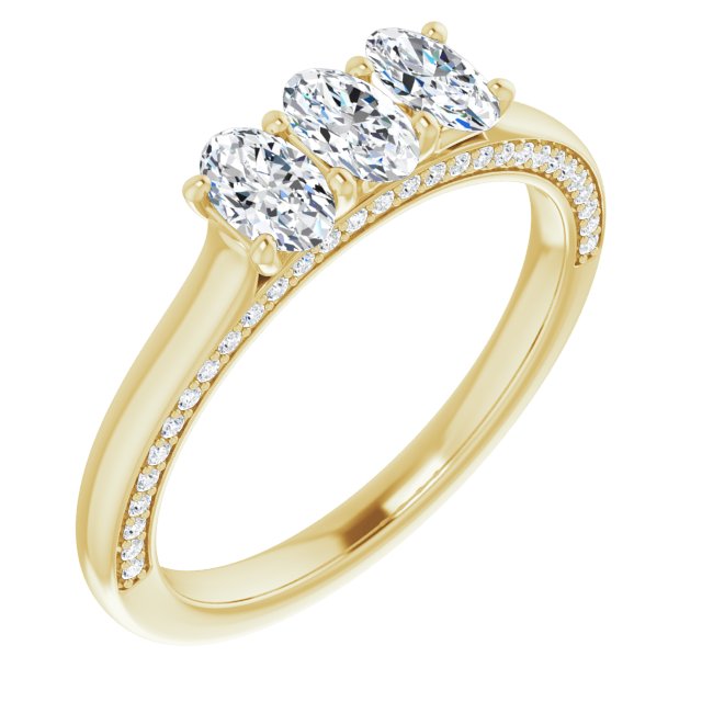 0.87 ct Oval 3 Stone Diamond Wedding Band with Side Accent Diamonds - Elegant Engagement Ring for Women, Perfect for Proposals, Anniversaries & Special Occasions
