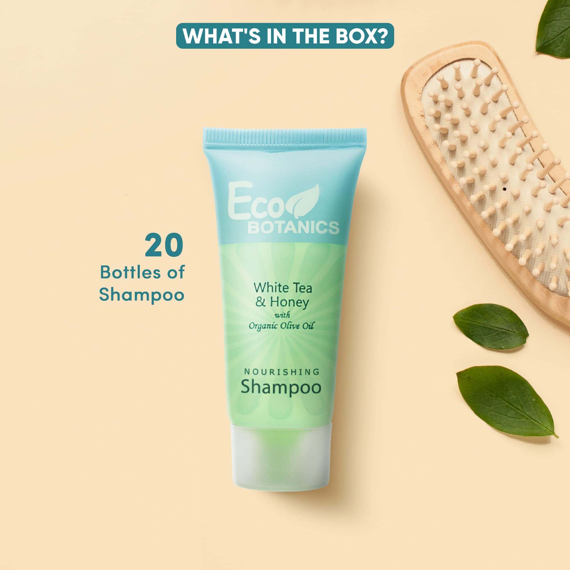 Eco Botanics Travel-Size Hotel Shampoo and Conditioner Set - .85 oz (Pack of 20) | Mini Toiletries for Hotels, Gyms, Air Travel & Guest Bathrooms | Sulfate-Free & Paraben-Free