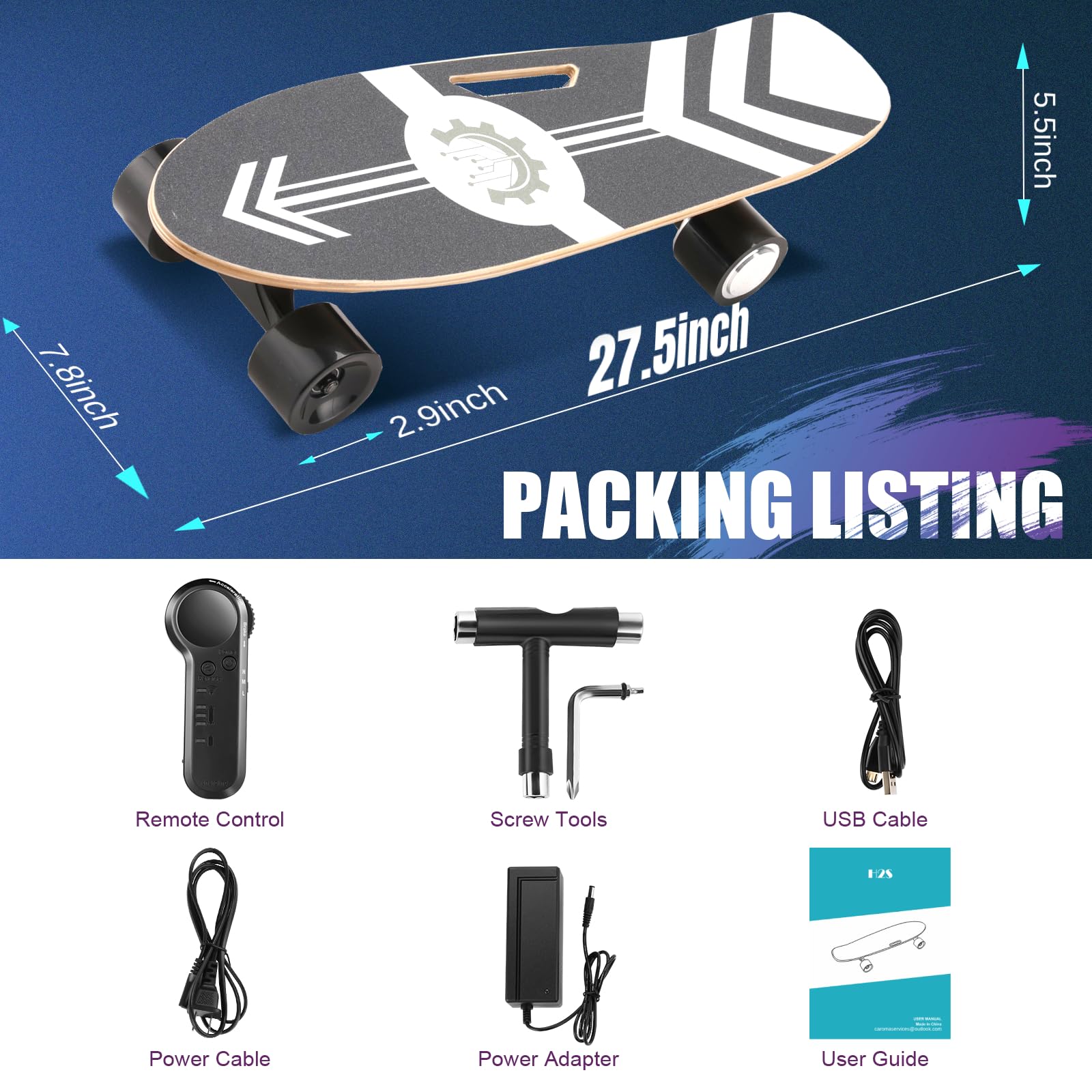Caroma Electric Skateboard with Remote Control - 12.4 MPH Max Speed & 8 Mile Range - 3 Speed Modes Electric Longboard for Adults & Teens - Perfect for Commuting, Campus Travel & Outdoor Adventures