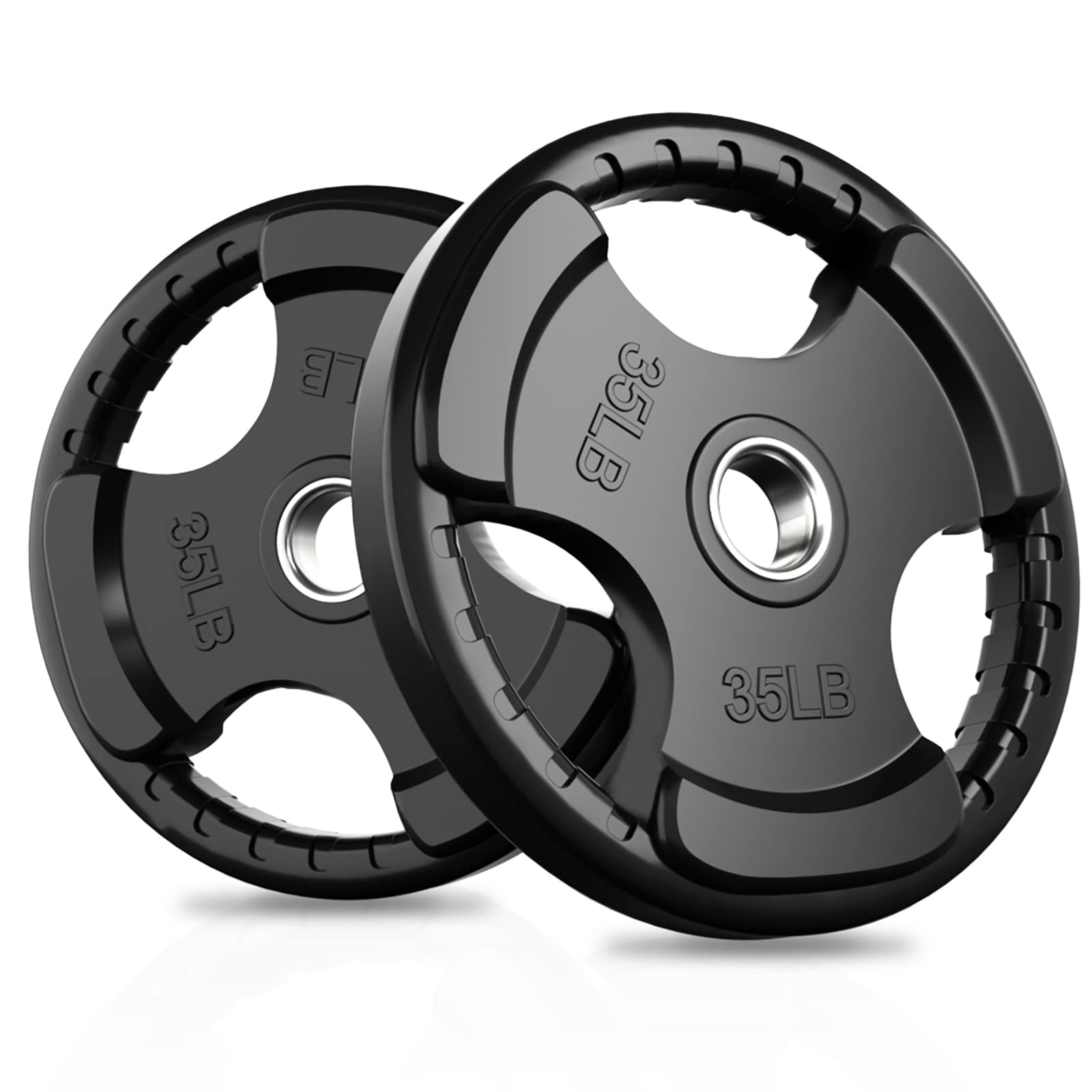 RitFit Olympic Rubber Grip Plates for Barbell - 2-Inch Weight Plates (2.5/5/10/25/35/45 LB) - Durable Home & Gym Weightlifting Equipment for Strength Training - Available as Single, Pair or Complete Sets - Perfect for CrossFit, Powerlifting and Home Workouts