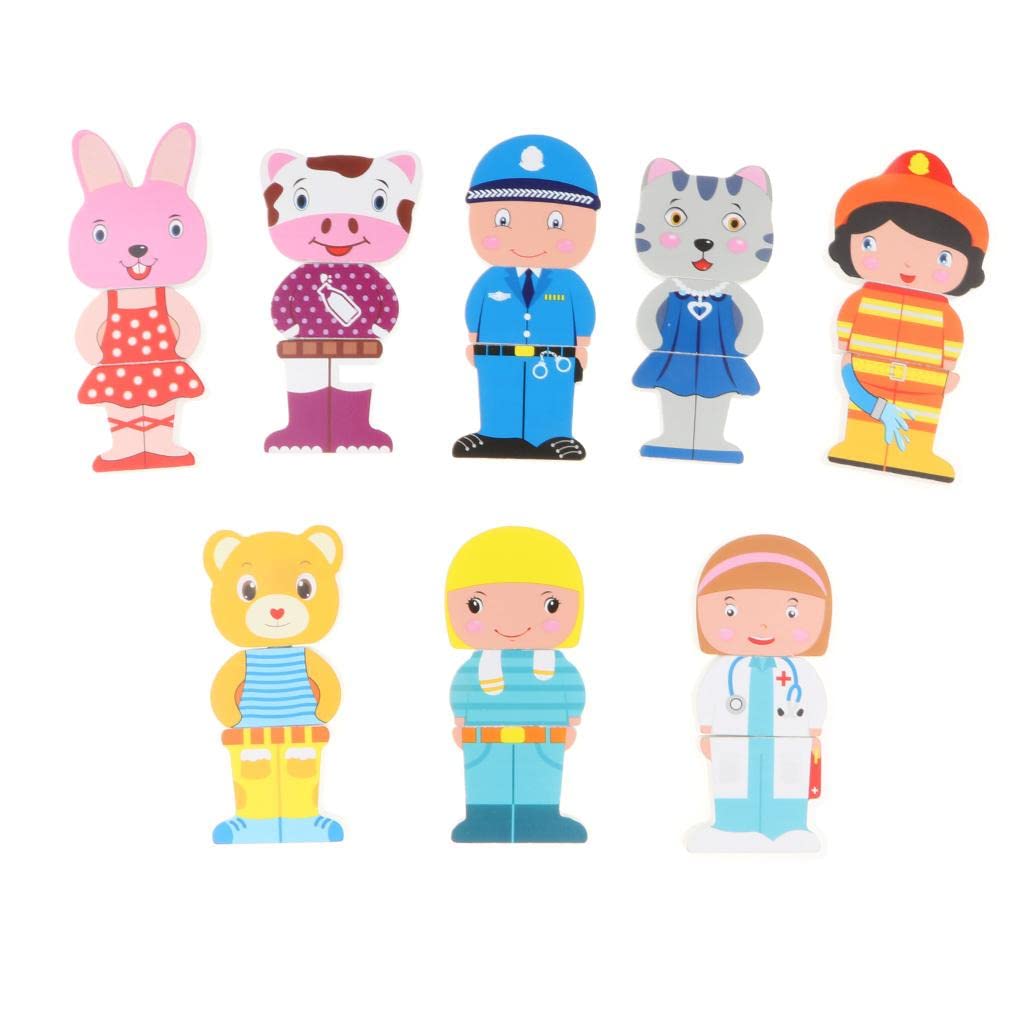 Enakshi Wooden Magnetic Cartoon Animals Matching Game - Educational Kids Toy for Preschool Learning & Pretend Play | Montessori Toy for Toddlers | Perfect for Birthday Gifts & Classroom Activities
