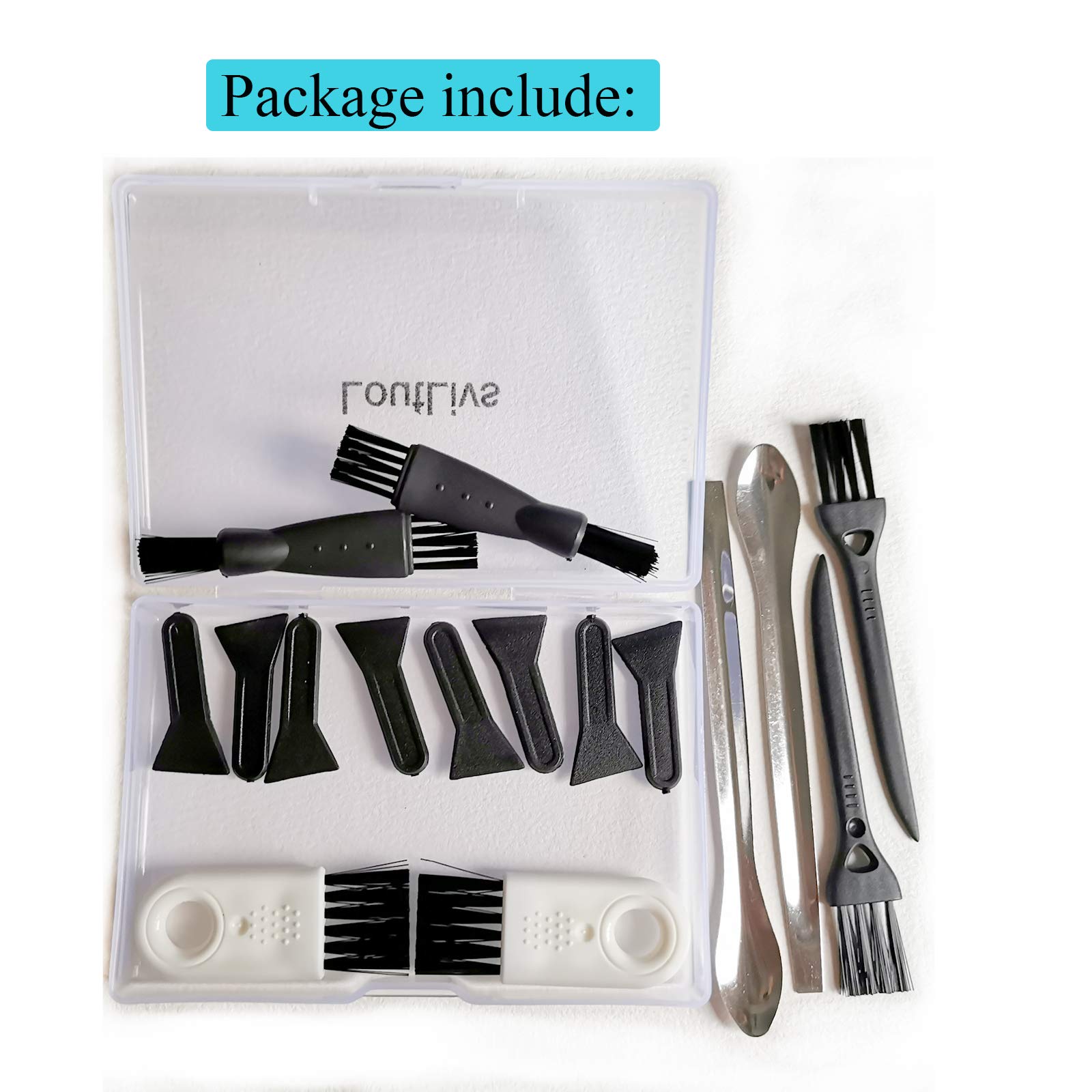 Premium Black Herb Scraper Kit - LoutLivs Keef Scraper, Cleaning Brushes & Spoons Set for Grinder Maintenance - Perfect for Collecting & Storing Herbs, Spices & Keef Residue (Ideal for Kitchen, Gardening & DIY Projects)