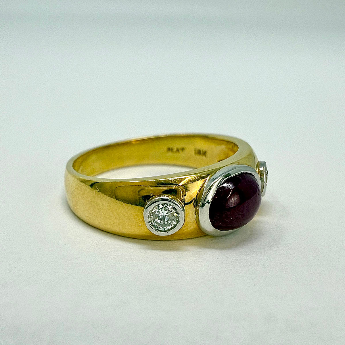 18K Gold Ring with Genuine Ruby and 2 Natural Diamonds - Elegant Jewelry for Weddings, Anniversaries & Special Occasions