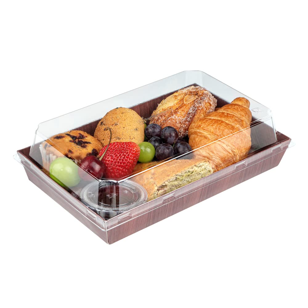 Restaurantware Matsuri Vision 9x6x1.5 Inch Large Disposable Sushi Trays - 100 Greaseproof Wood Grain Paper Sushi Containers for Entrees & Desserts (Lids Sold Separately) | Perfect for Japanese Restaurants, Catering, Takeout & Home Sushi Parties