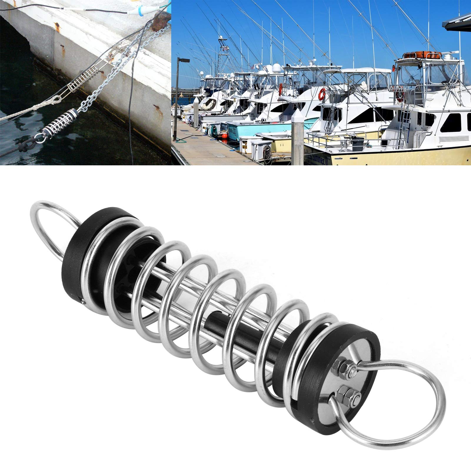 Premium Stainless Steel Boat Mooring Spring 6x300mm - Heavy Duty Marine Hardware for Inflatable Boats, Kayaks, Yachts & Sailboats | Durable Dock Line Shock Absorber for Smooth Mooring & Anchoring