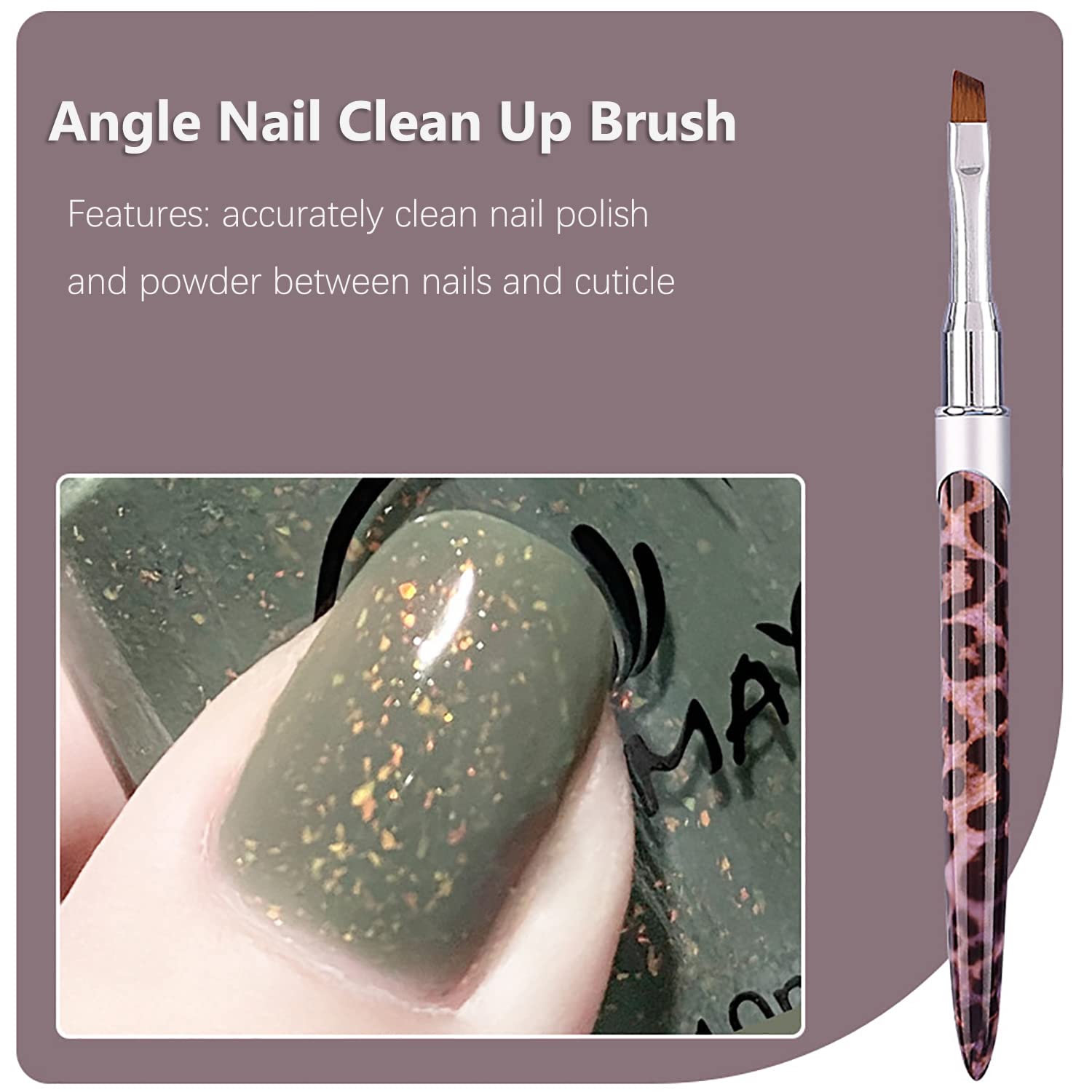 DANNEASY 2pcs Professional Nail Clean Up Brush Set - Nail Polish Remover Brush, Nail Art Brush for Acrylic Nails, Perfect for Nail Design & Cleaning Polish - Ideal for Salon, Home Manicure & DIY Nail Art