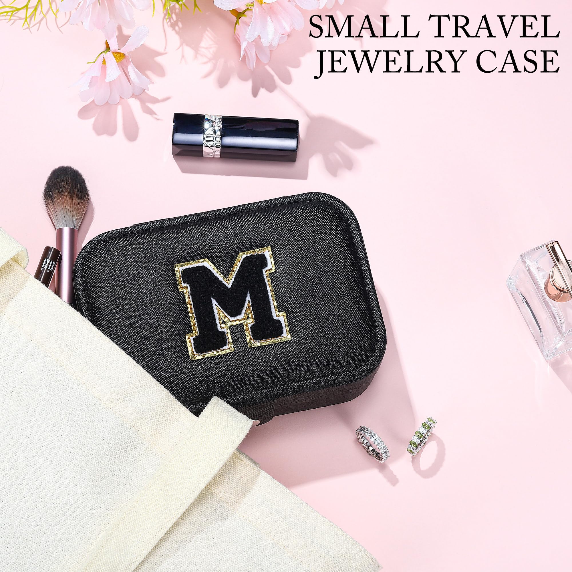 Parima Jewelry Travel Organizer for Women - Necklace, Ring & Earrings Holder | Compact & Stylish Black Jewelry Case (Letter C) | Perfect Travel Essential & Gift for Women | Ideal for Vacations, Business Trips & Daily Use