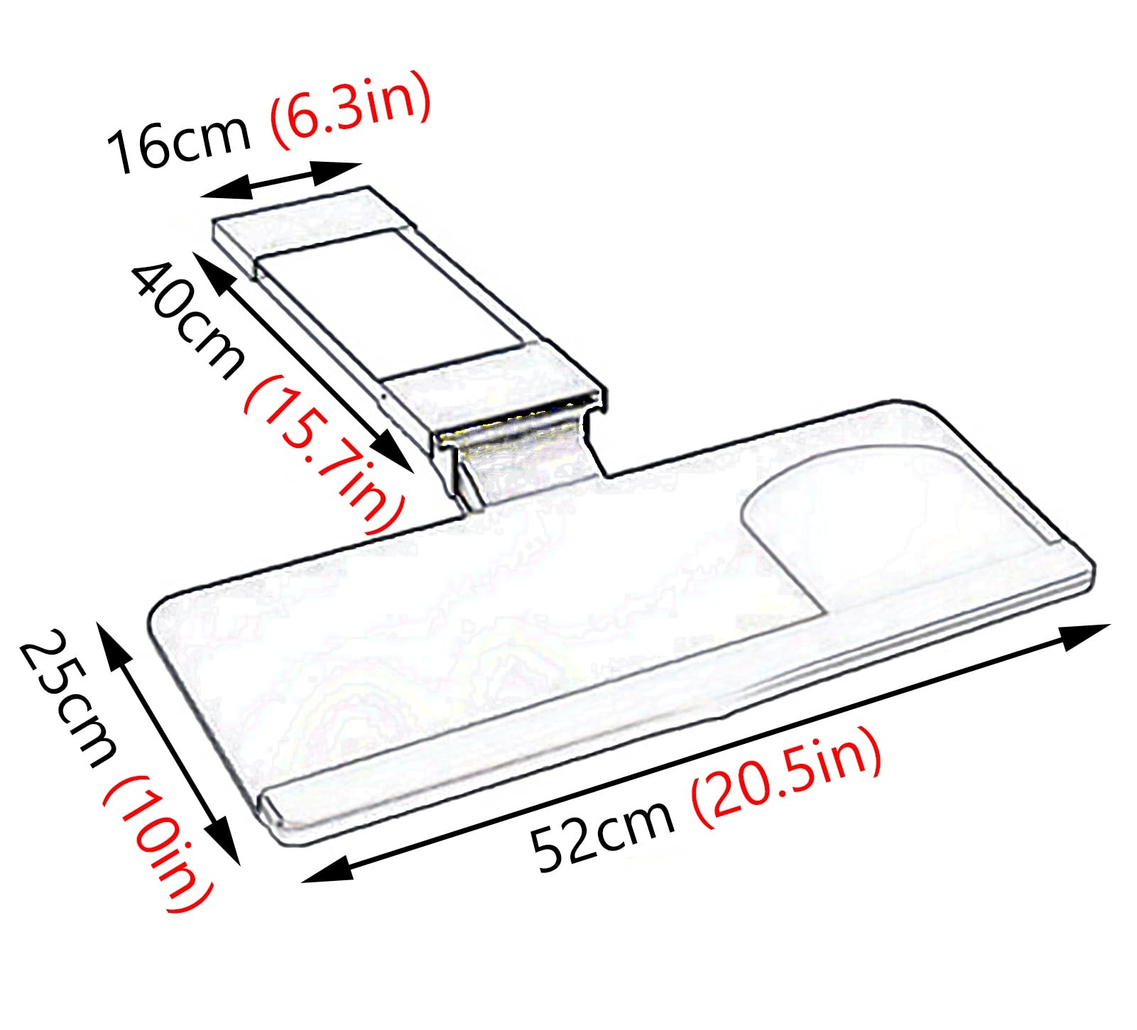 Ergonomic Under Desk Keyboard Tray - Adjustable Sliding Drawer with Wrist Rest for Gaming & Office Work, Black (20.5