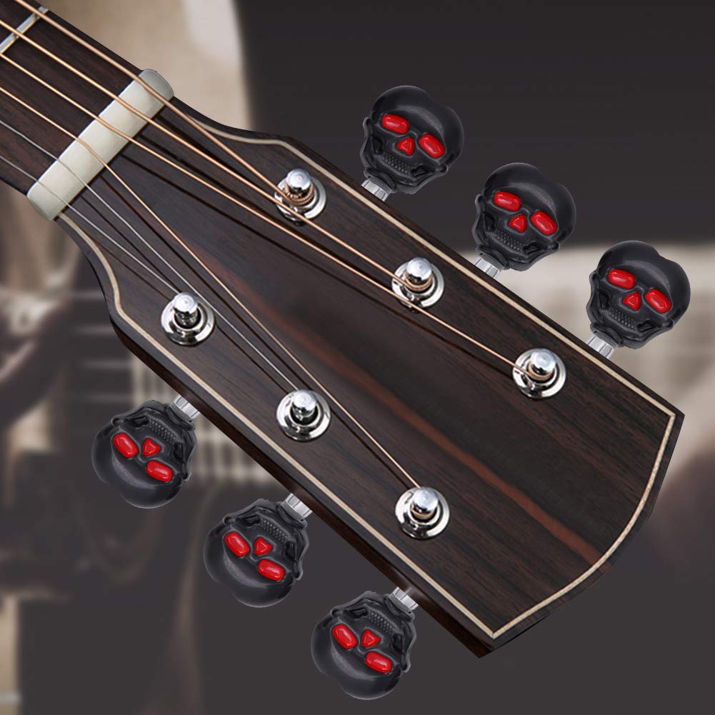 6-Piece Plastic Tuning Peg Caps - Replacement Key Button Heads for Acoustic, Electric & Folk Guitars - Perfect for Guitar Maintenance & Protection