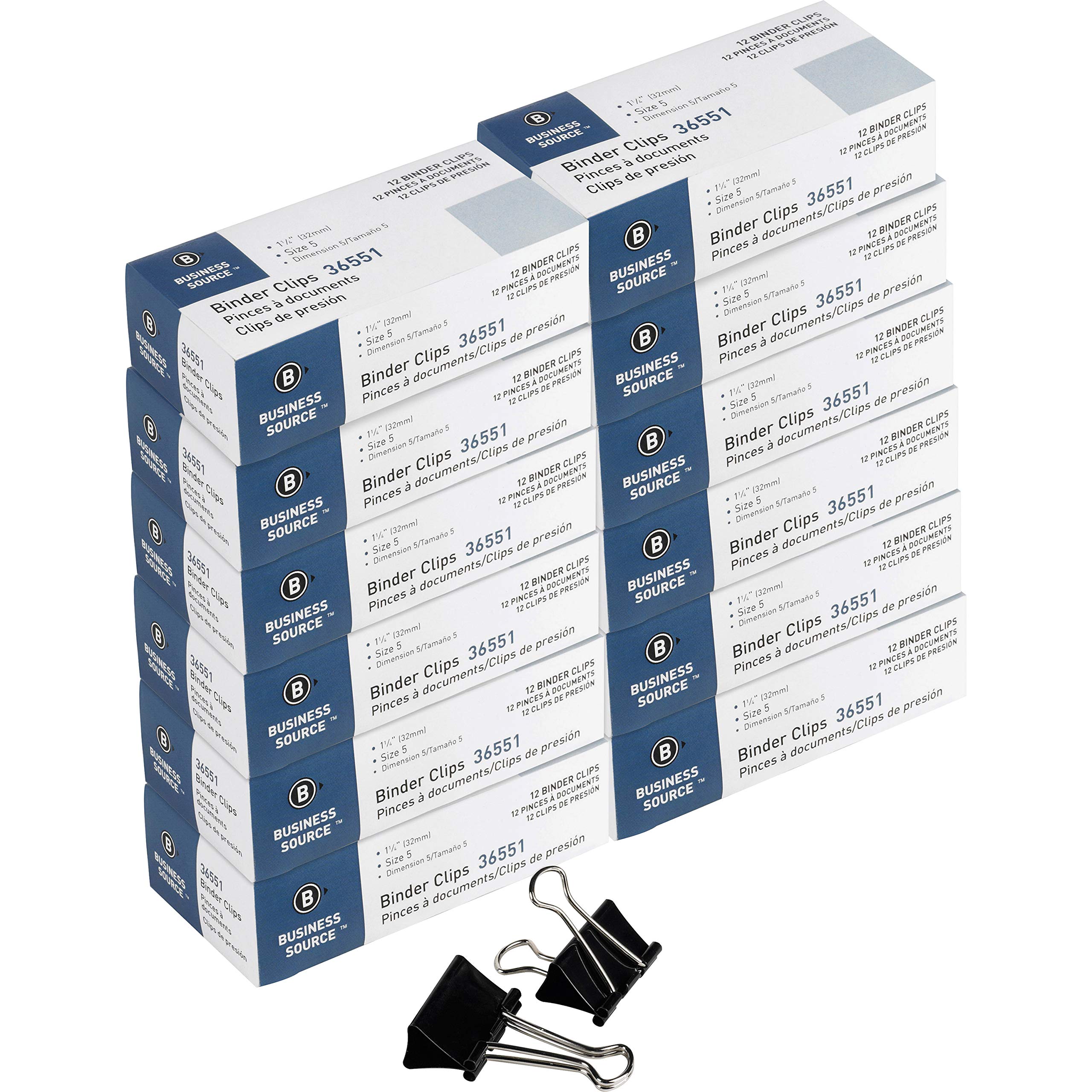 Business Source Fold-Back Binder Clips - 1440 Pack (1.25 Inch) - Heavy Duty Office Supplies for Paper Organization, File Folders, Document Management - Perfect for Home, Office & School Use