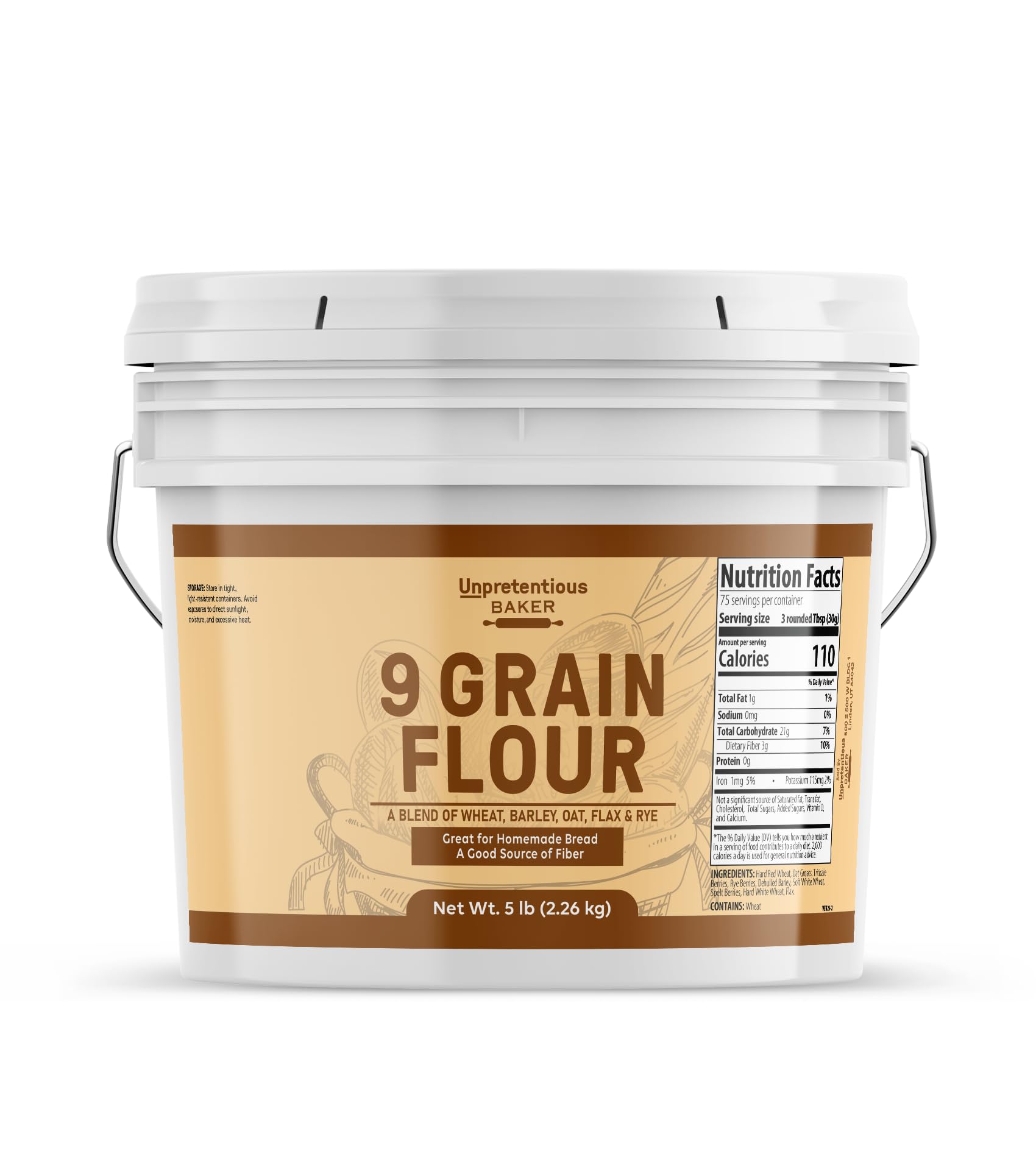 Organic 9 Grain Flour - 1 Gallon Bulk for Baking Bread & Dough | Long Shelf Life | Perfect for Homemade Artisan Bread, Sourdough & Pastries | Ideal for Bread Machines, Home Bakers & Commercial Kitchens