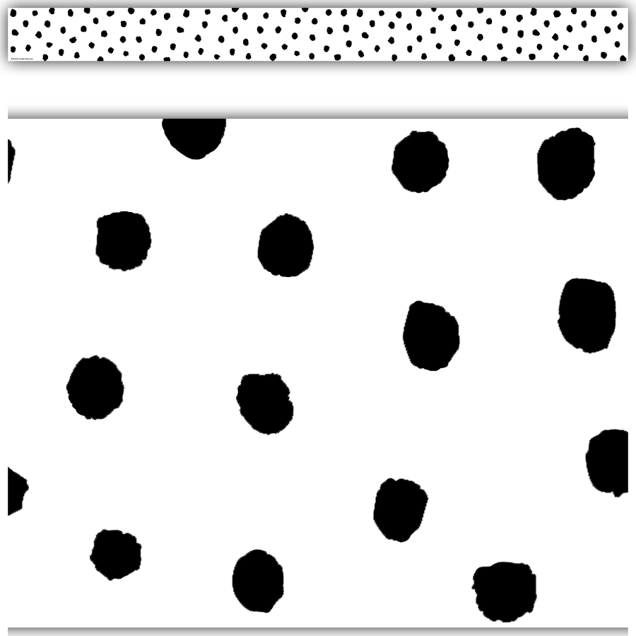 Black Painted Dots on White Straight Border Trim - Decorative Edge Trim for Scrapbooking, Cards, and DIY Crafts - Perfect for Home Decor and Party Decorations