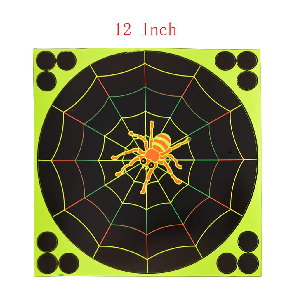 8/12 Inch Self-Adhesive Shooting Targets - Splatter Reactive Paper Targets with Cover-up Patches for BB Gun, Rifle, Air Rifle, Airsoft, Pistol & Pellet Gun (10 Pack) - Perfect for Target Practice, Gun Training & Outdoor Shooting Range Activities
