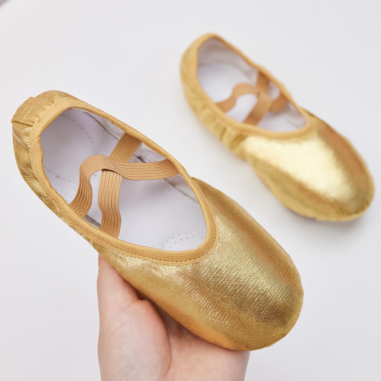 Phineein Girls Ballet Shoes - Split-Sole Toddler Dance Shoes with Glitter for Kids | Perfect for Ballet Class, Recitals & Dance Performances