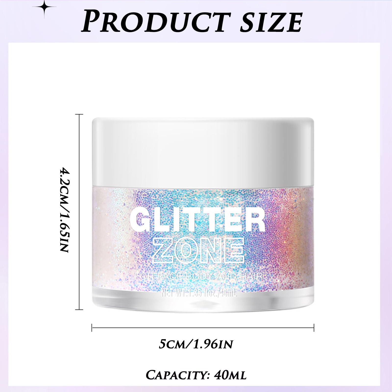 40ml Glitter Body Gel for Face & Hair - Shimmer Makeup for Festivals, Parties & Cosplay - Long Lasting Sparkle Gel for Face, Body & Hair (Great for Halloween, Raves & Costume Events)